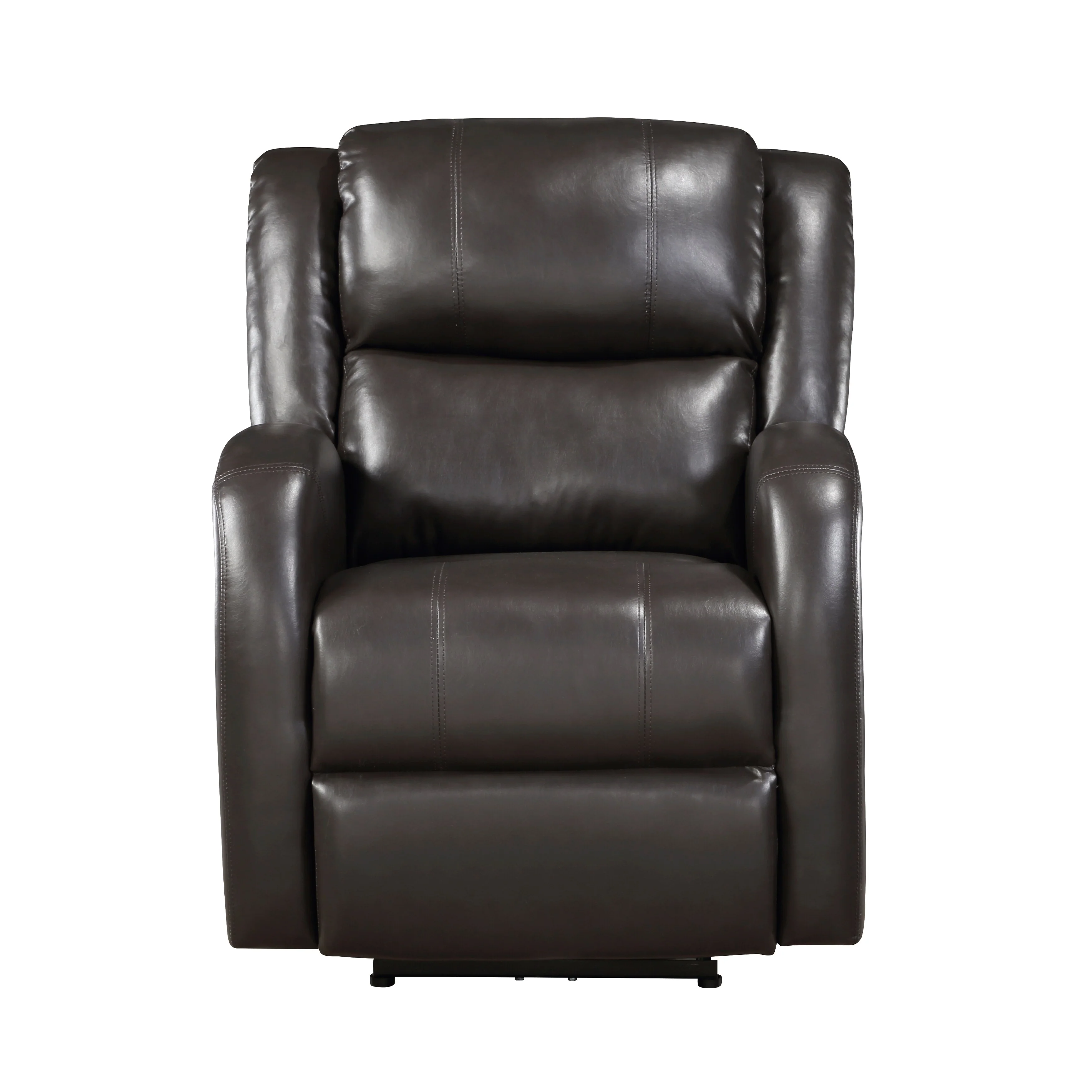 Modern Living Room Furniture 1pc Power Reclining Chair Brown Faux Leather Upholstery Plush Seating Solid Wood Frame
