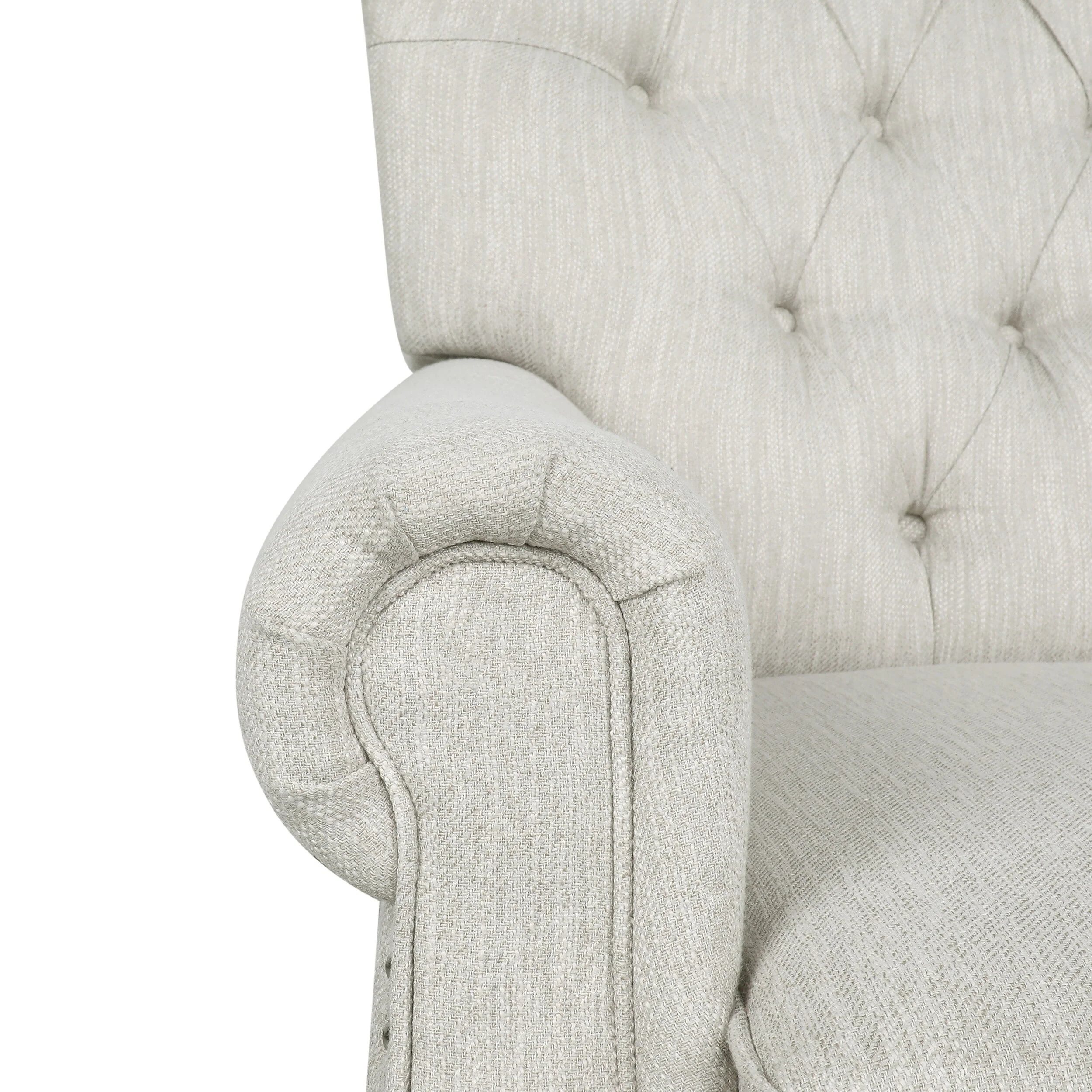 Button Tufted Push-Back Recliner Chair with Nailhead Trim and Rolled Arms