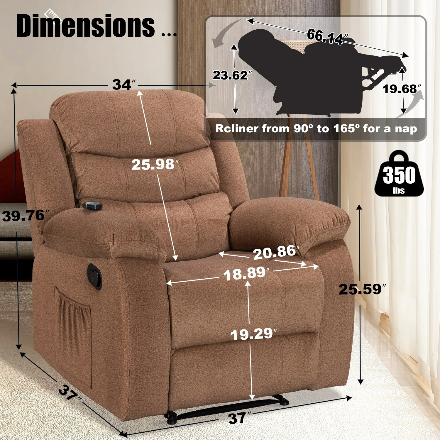 Soft Recliner Chair with Massage and Heat Function