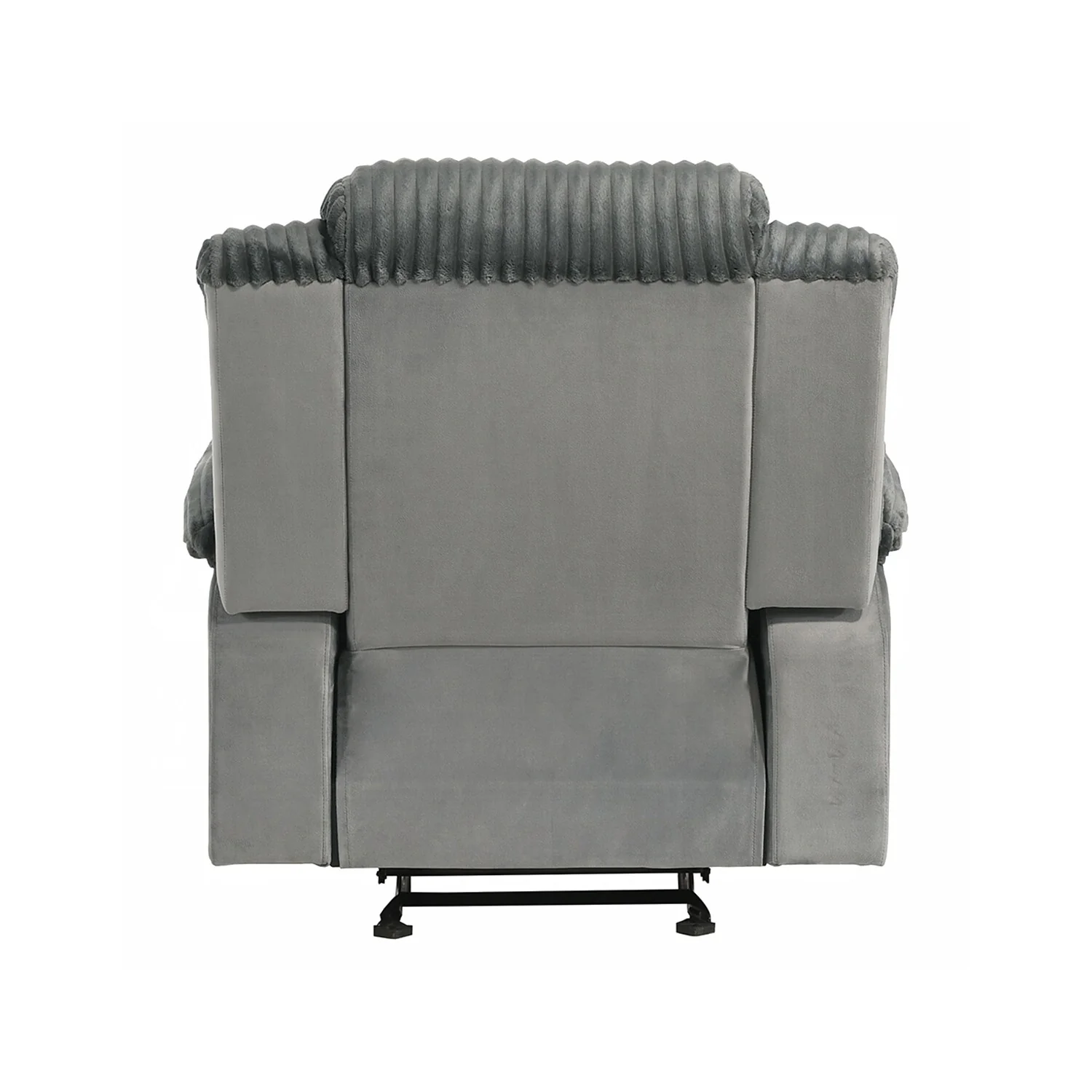 Upholstered Manual Motion Glider Recliner with Pillow Top Armrest in Gray