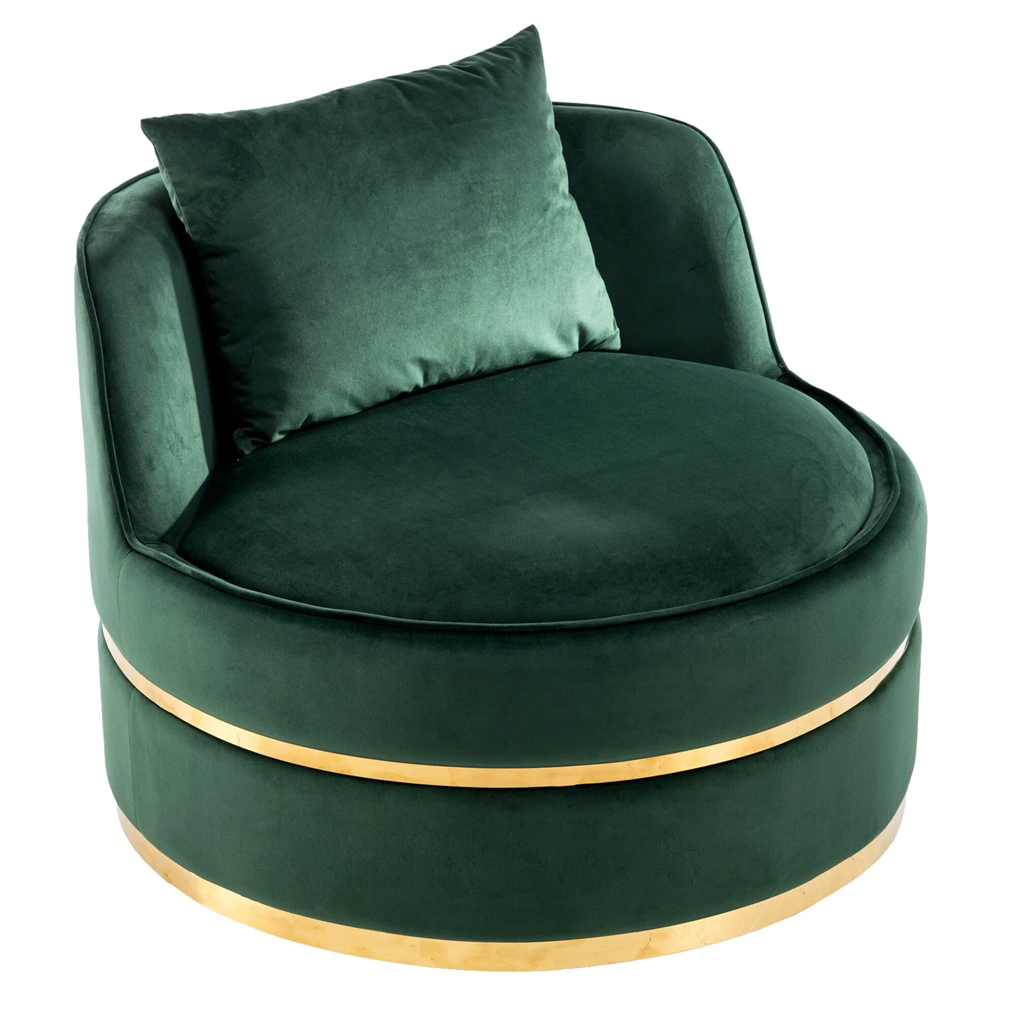 Velvet 360�� Swivel Accent Chair with Seat Cushion, Upholstered Barrel Chair with Stainless Steel Base Living Room Chair