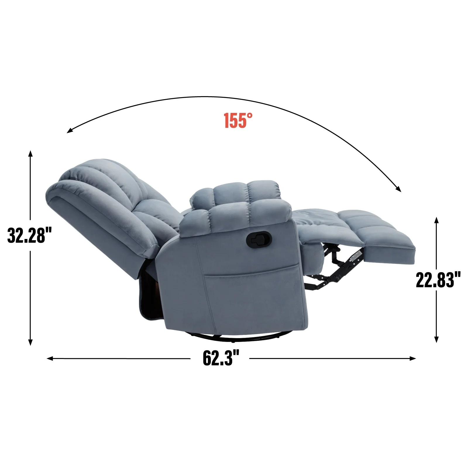 Extra-Large Manual Recliner Chair with 360�� Swivel Base and Rocking Motion, Tool-Free Assembly