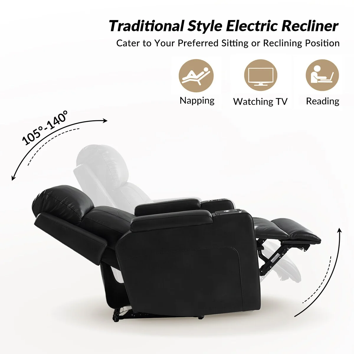 Marion Classic 35.5 Wide Power Recliner with Cup Holder by HULALA HOME