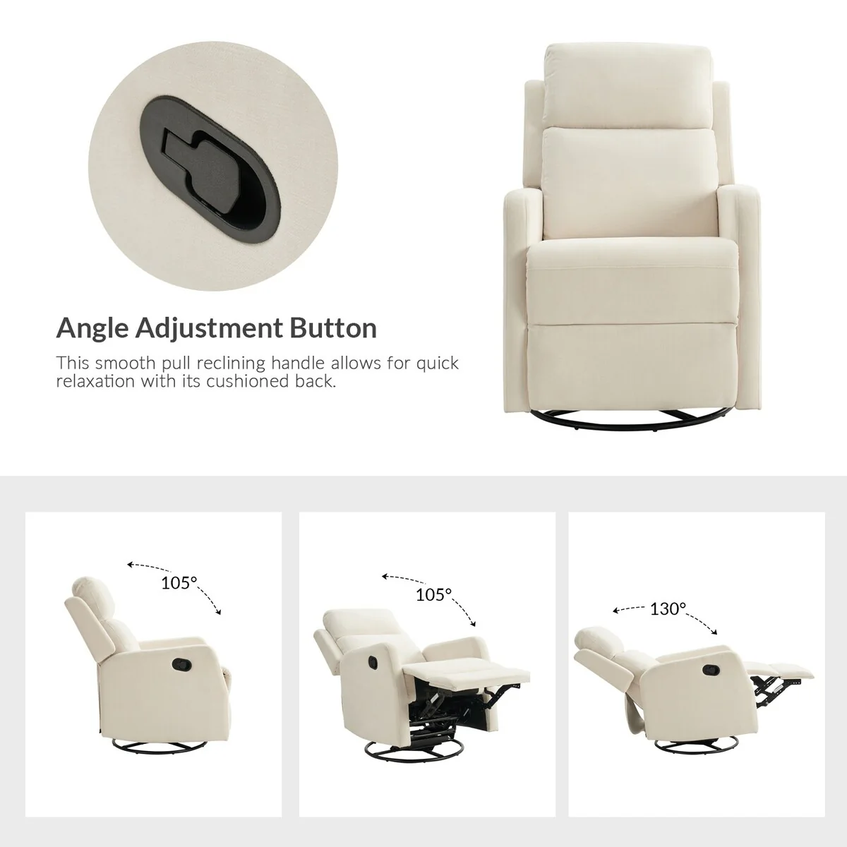 Julian Modern Swivel Rocker Manual Recliner Set of 2 by HULALA HOME