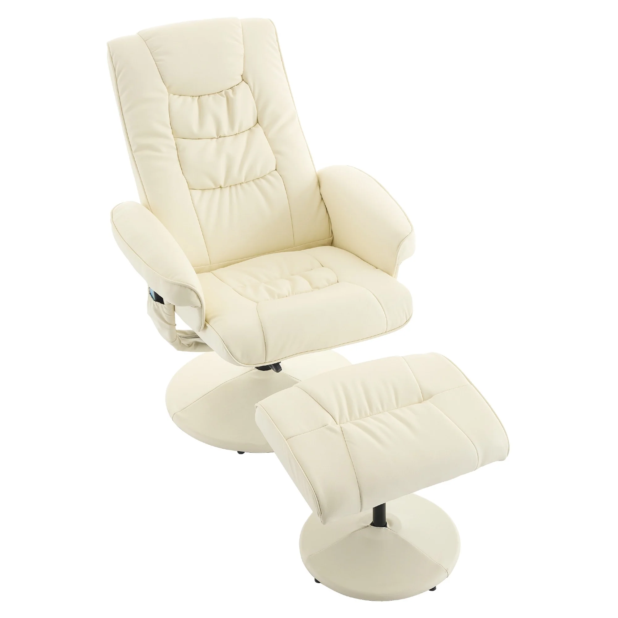Recliner Chair with Ottoman - 360�� Swivel Massage Lounge Chair with 5-Point Vibration  Heated Seat, 140�� Adjustable