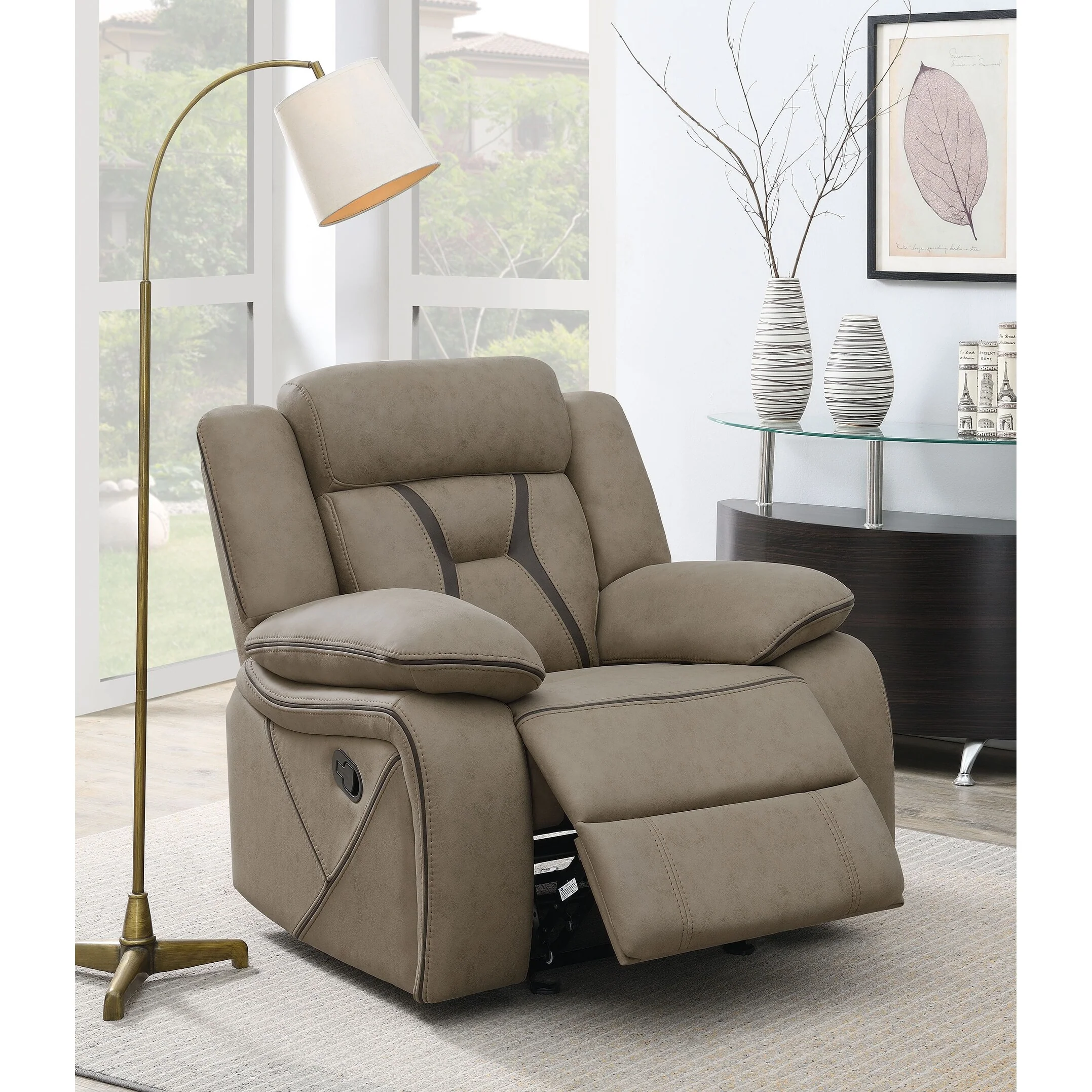 Higgins Overstuffed Upholstered Glider Recliner