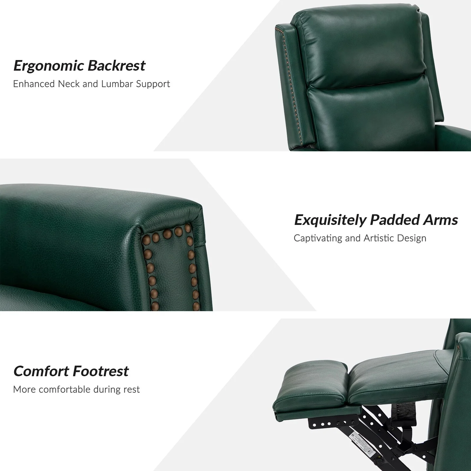 Fiacro 30.31Wide Modern Genuine Leather Wingback Swivel Rocker Recliner with Nailhead Trims