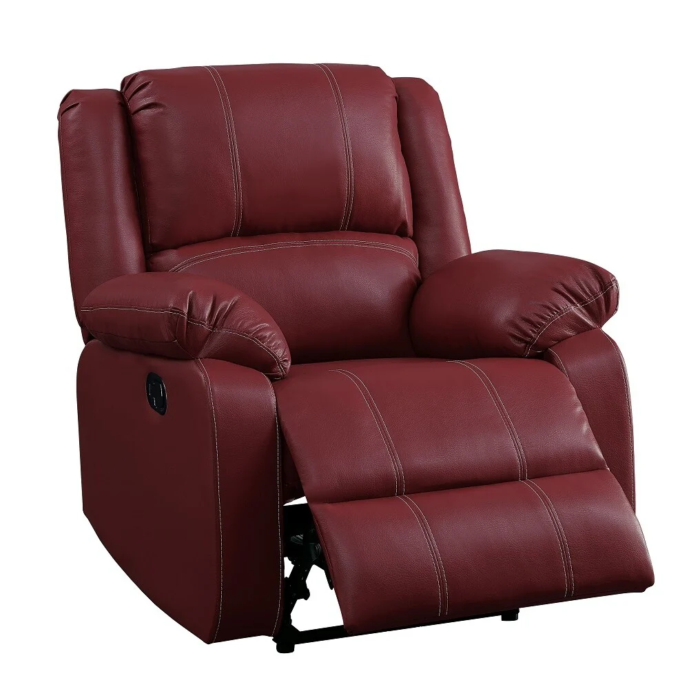 Red Synthetic Leather Motion Rocker Recliner