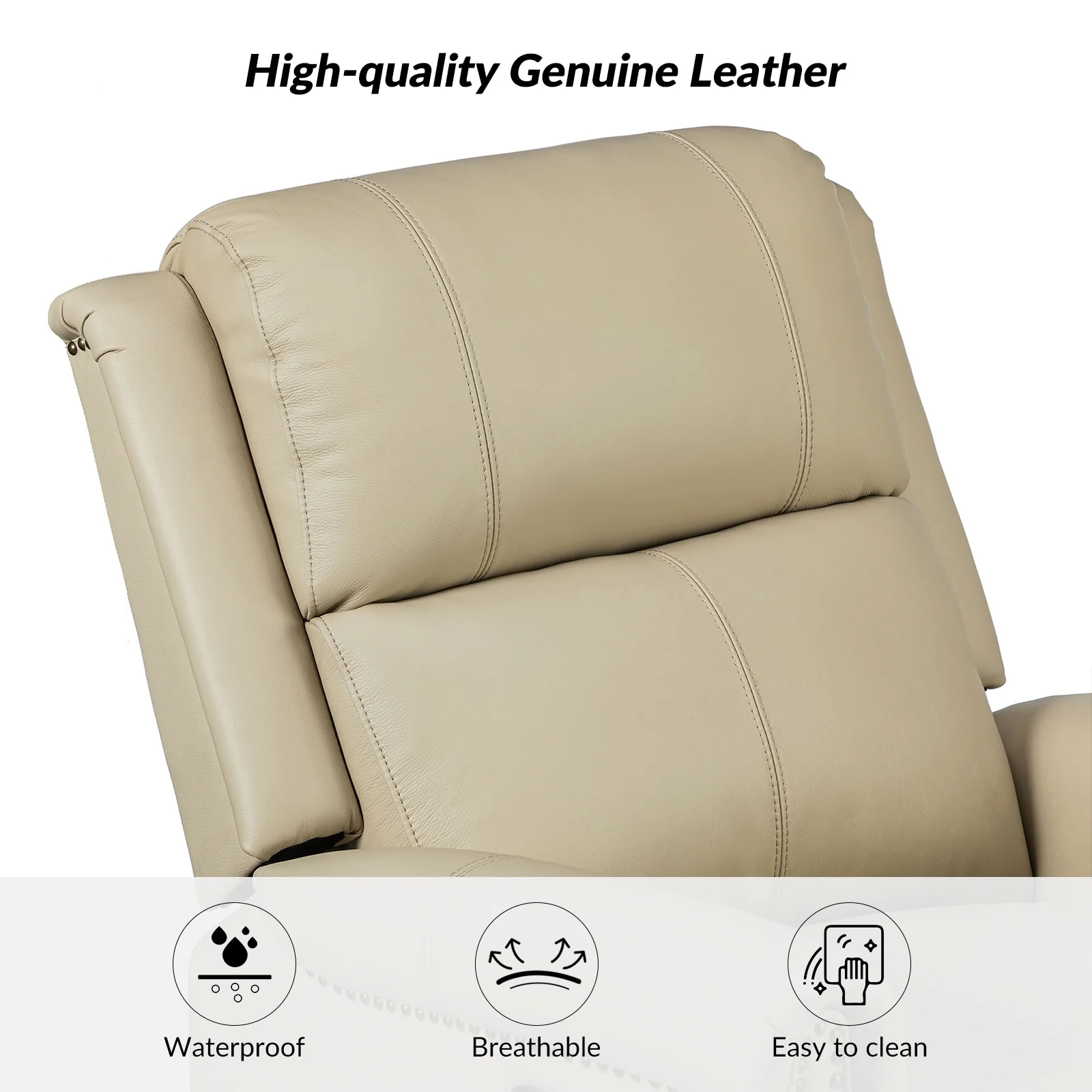 Renato Traditional Genuine Leather Nailhead Power Swivel Recliner Chair with Metal Base Set of 2 by HULALA HOME