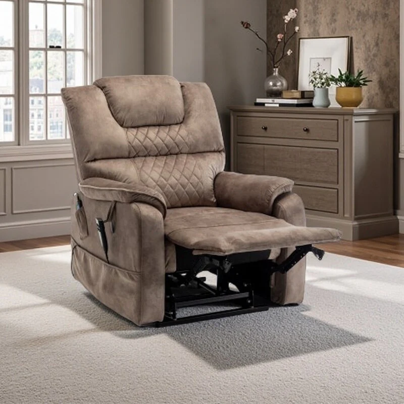 Oversized Electric Lift Recliner with OKIN Motor, Infinite Recline to 180��, Extra-Wide Seat, and Convenient Side Storage