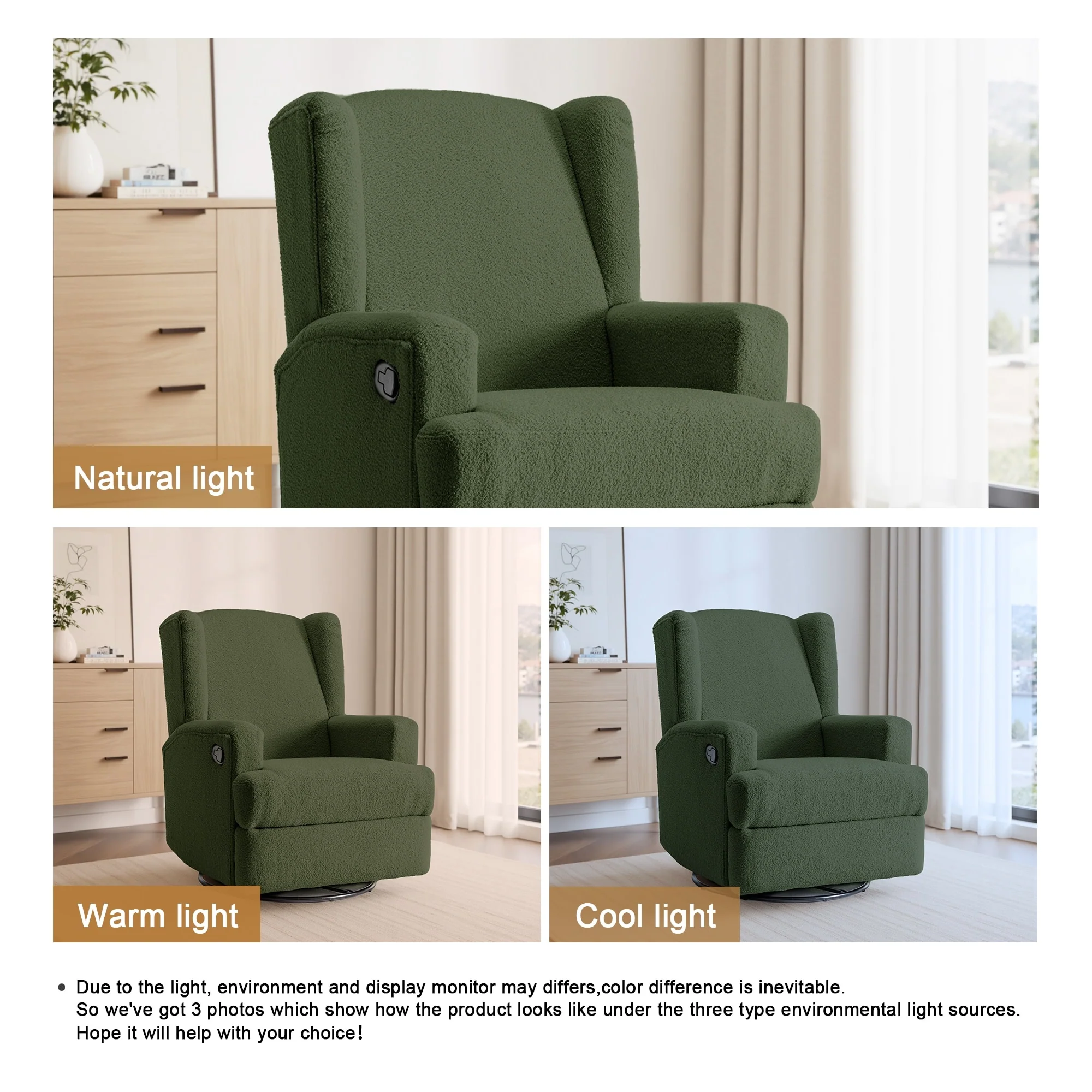 Swivel Wingback Glider Rocker Nursery Recliner Chair