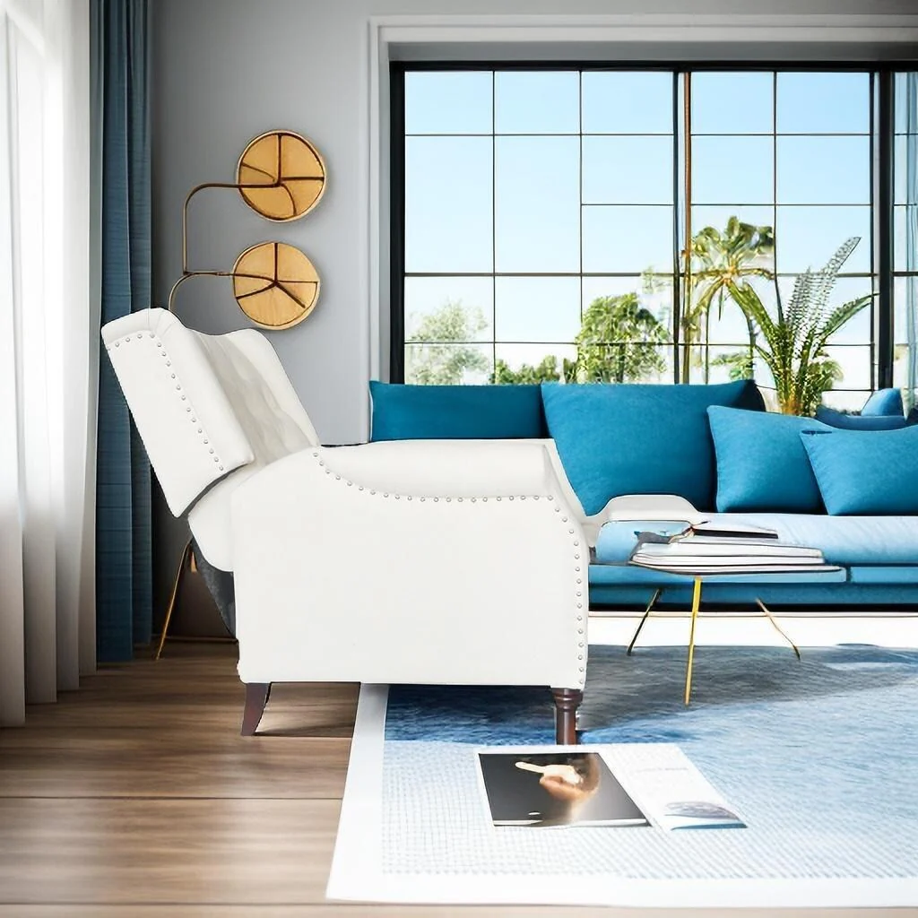 PU Push?Back Recliner Sofa Chair with Cushion & Ergonomic Design