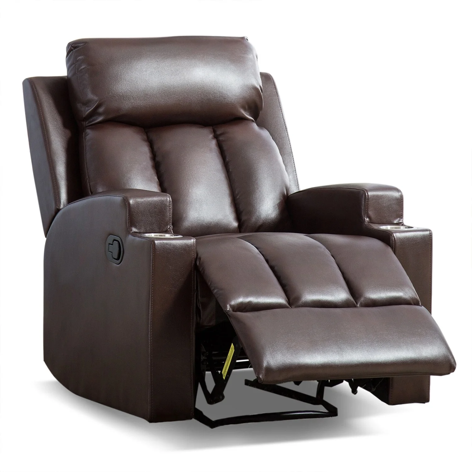 Manual Recliner Massage and Heating Chair Sofa with 2 Cup Holders Breathable Fabric