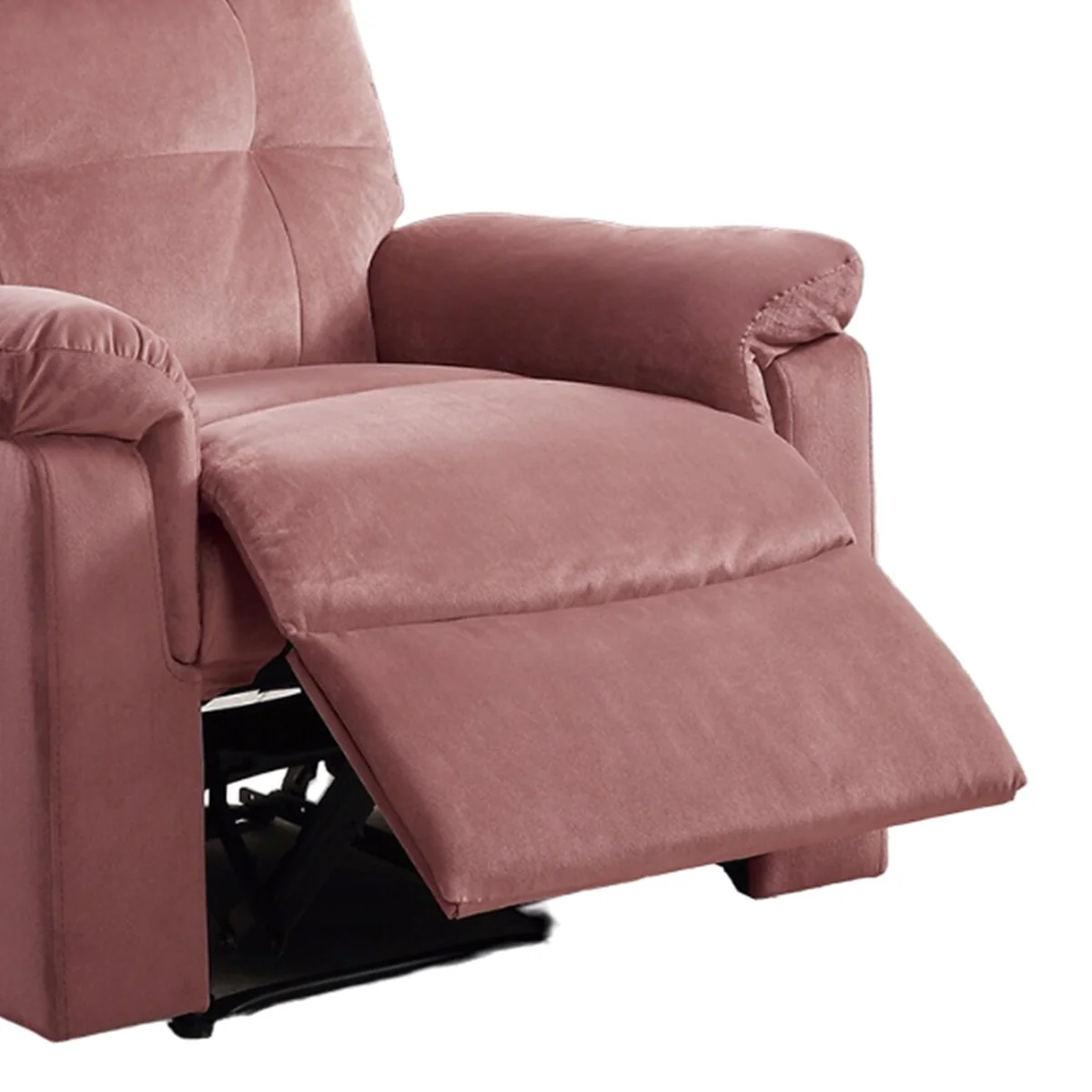 Velvet Upholstered Manual Motion Single Recliner with Tufted Back