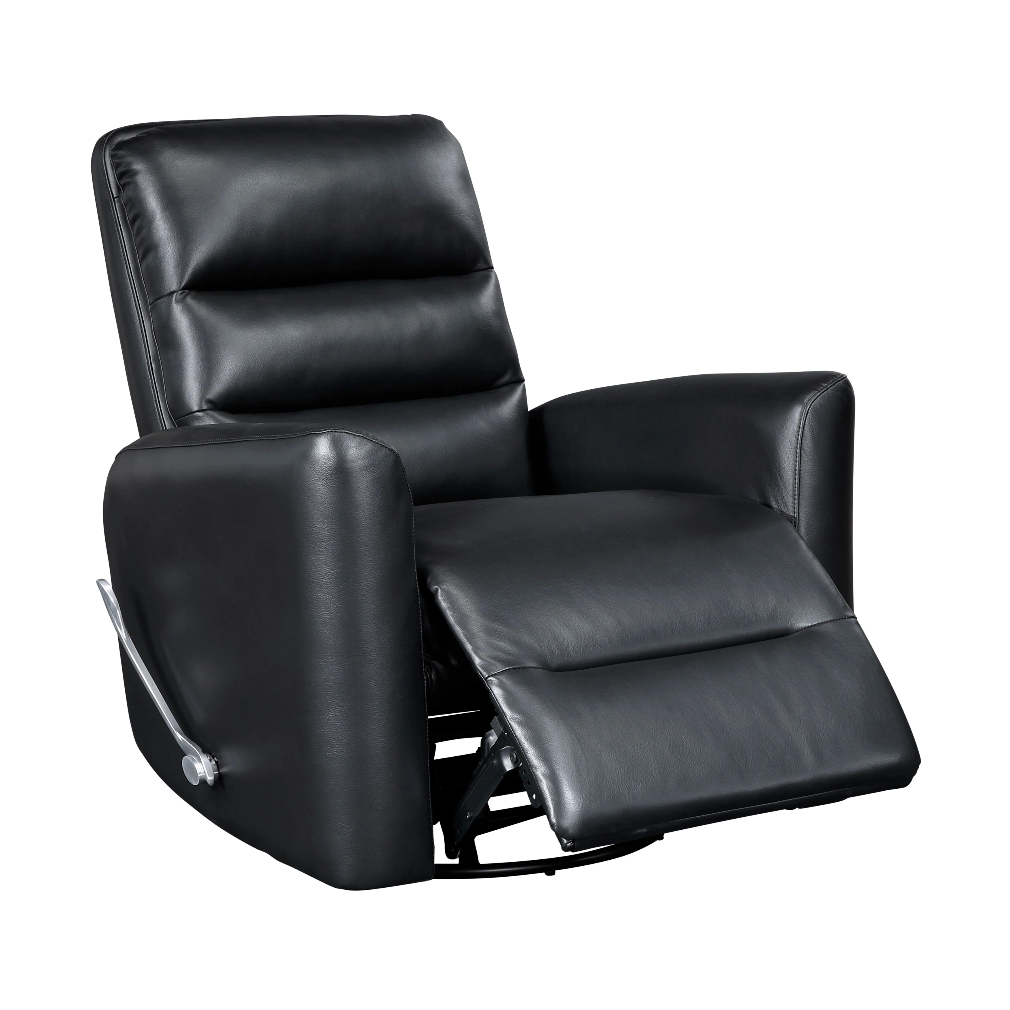 Glider Reclining Chair Swivel Motion Breathable Faux Leather Upholstery Luxury Living Room Furniture, Movie Chair