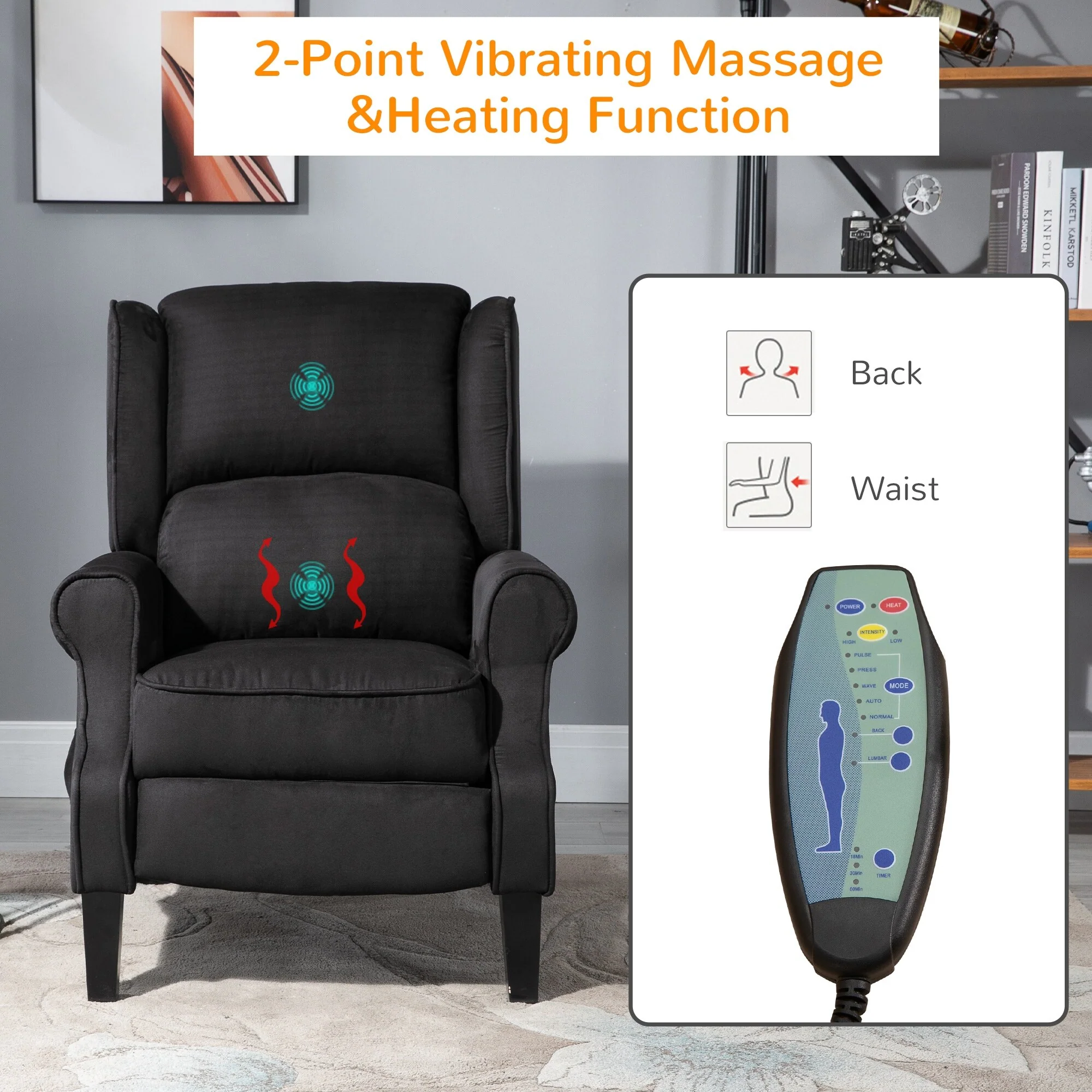 Massage Recliner Sofa with Heat Function, Remote Control