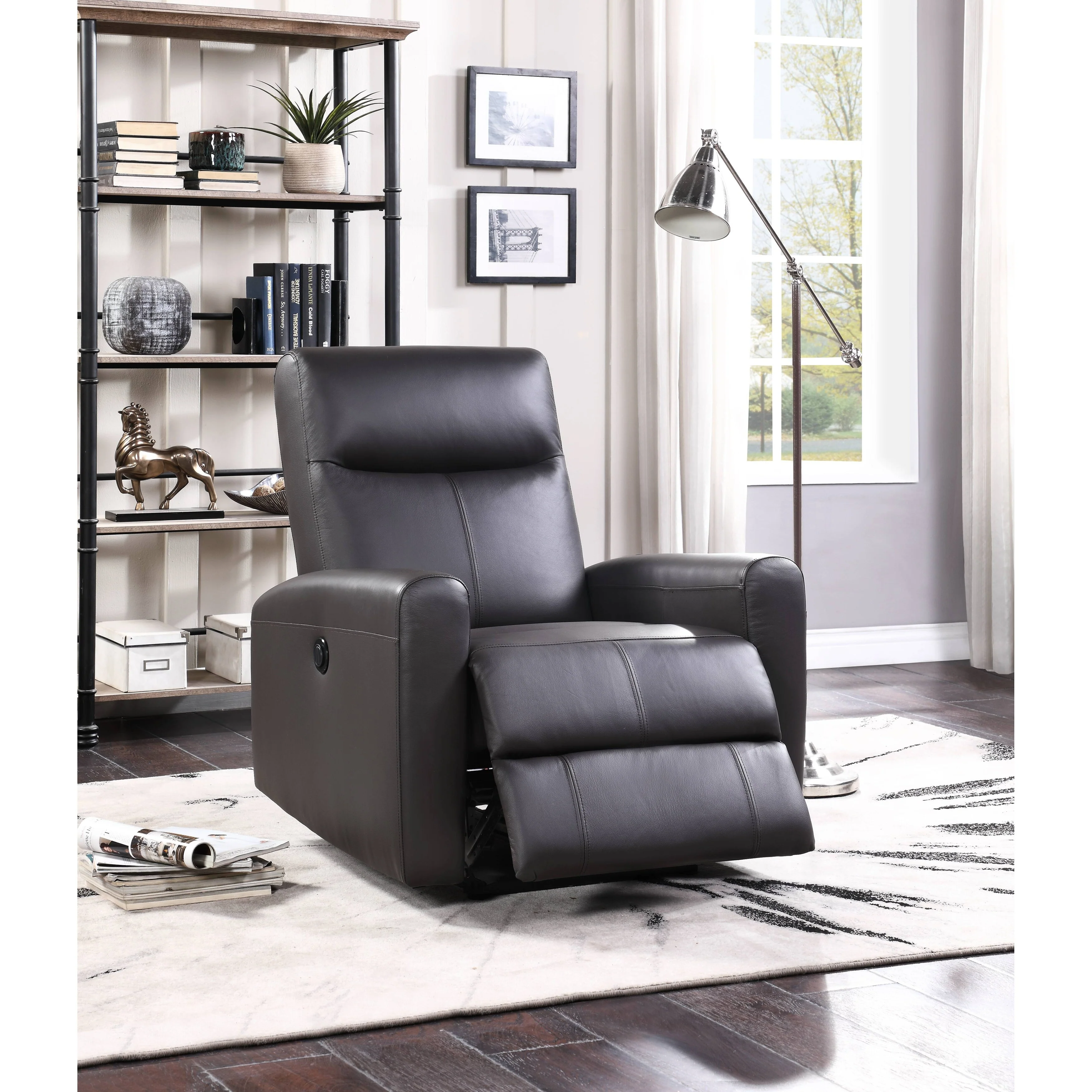 Brown Top Grain Leather Match Power Motion Recliner