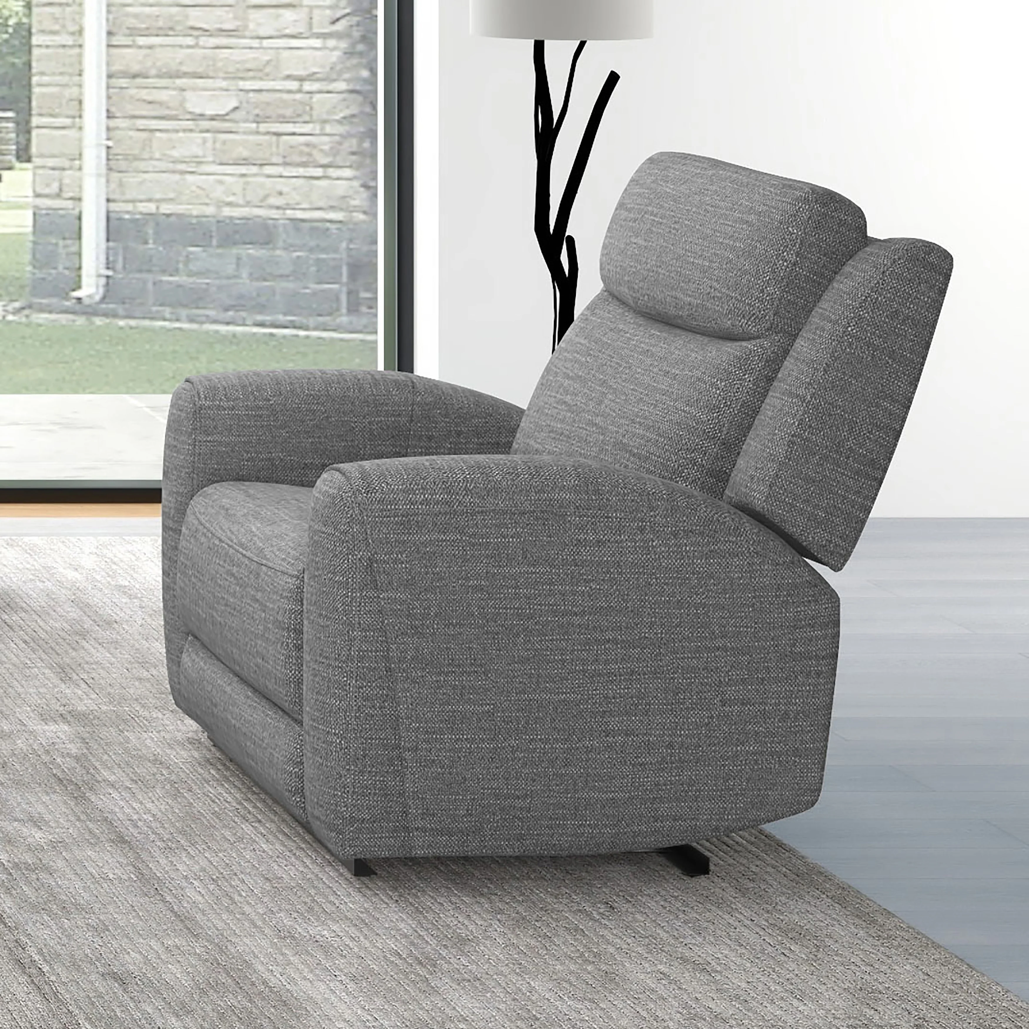 Furniture of America Ankrut Modern Grey Upholstered Manual Recliner