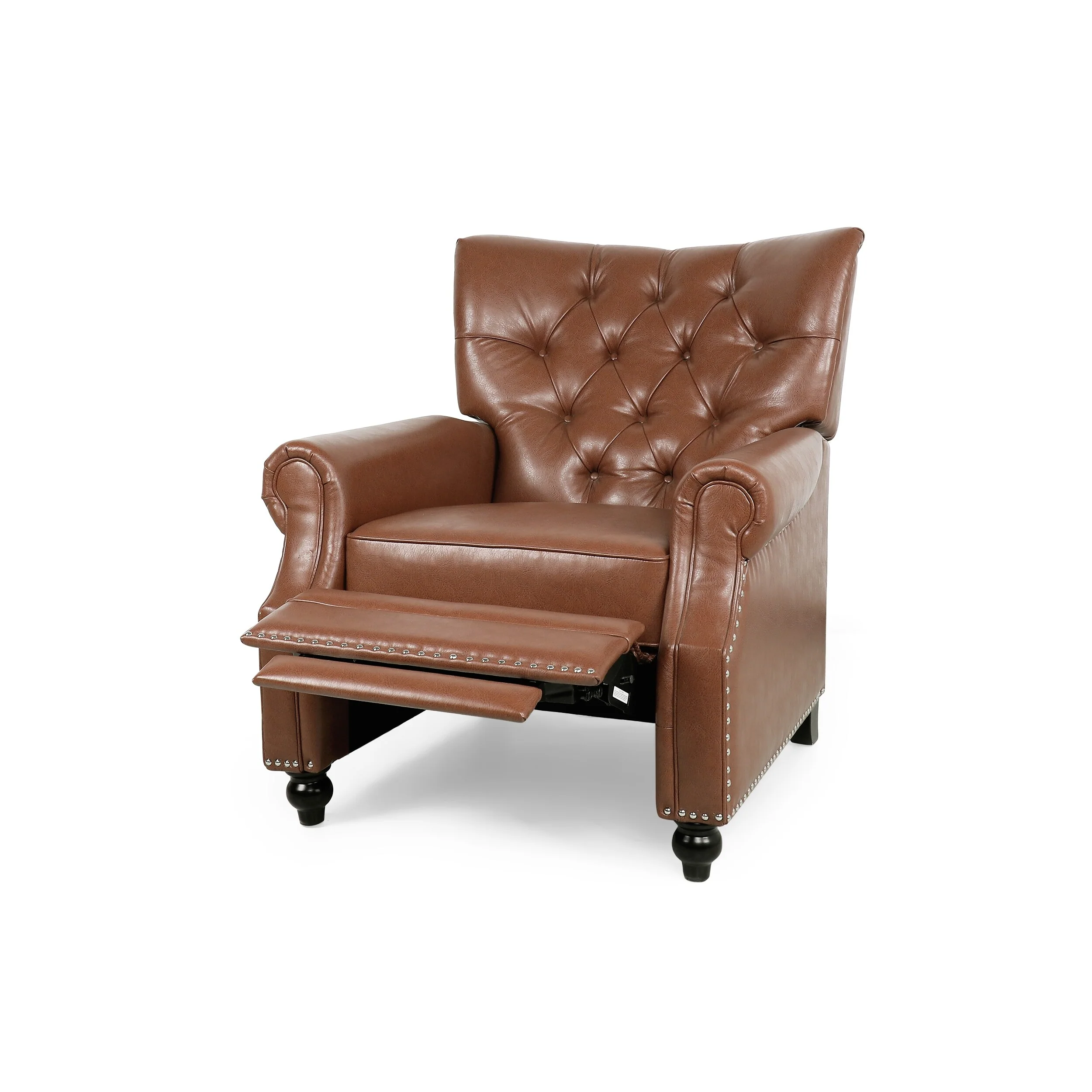 Button?Tufted Push?Back Recliner Chair with Nailhead & Rolled Arms