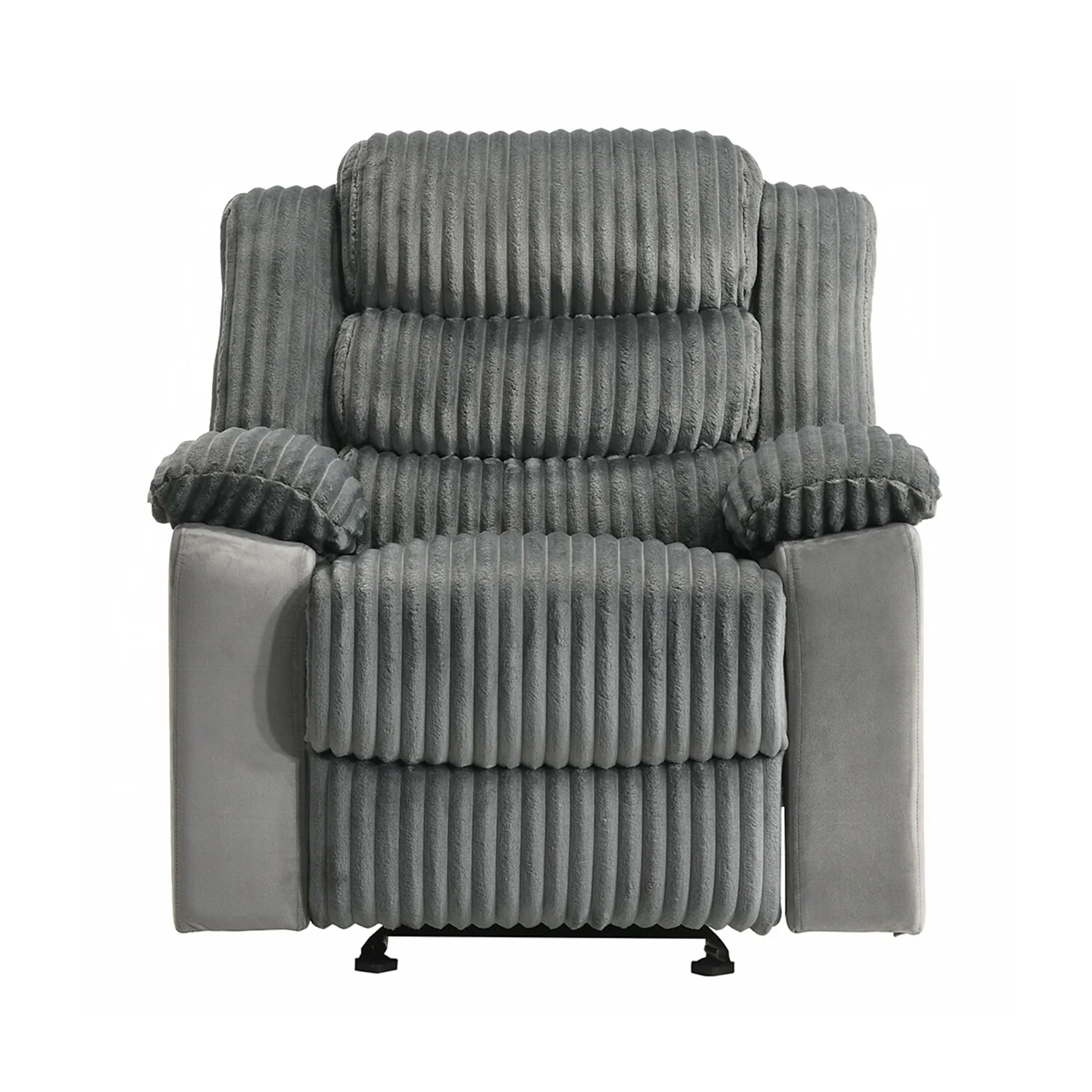 Upholstered Manual Motion Glider Recliner with Pillow Top Armrest in Gray