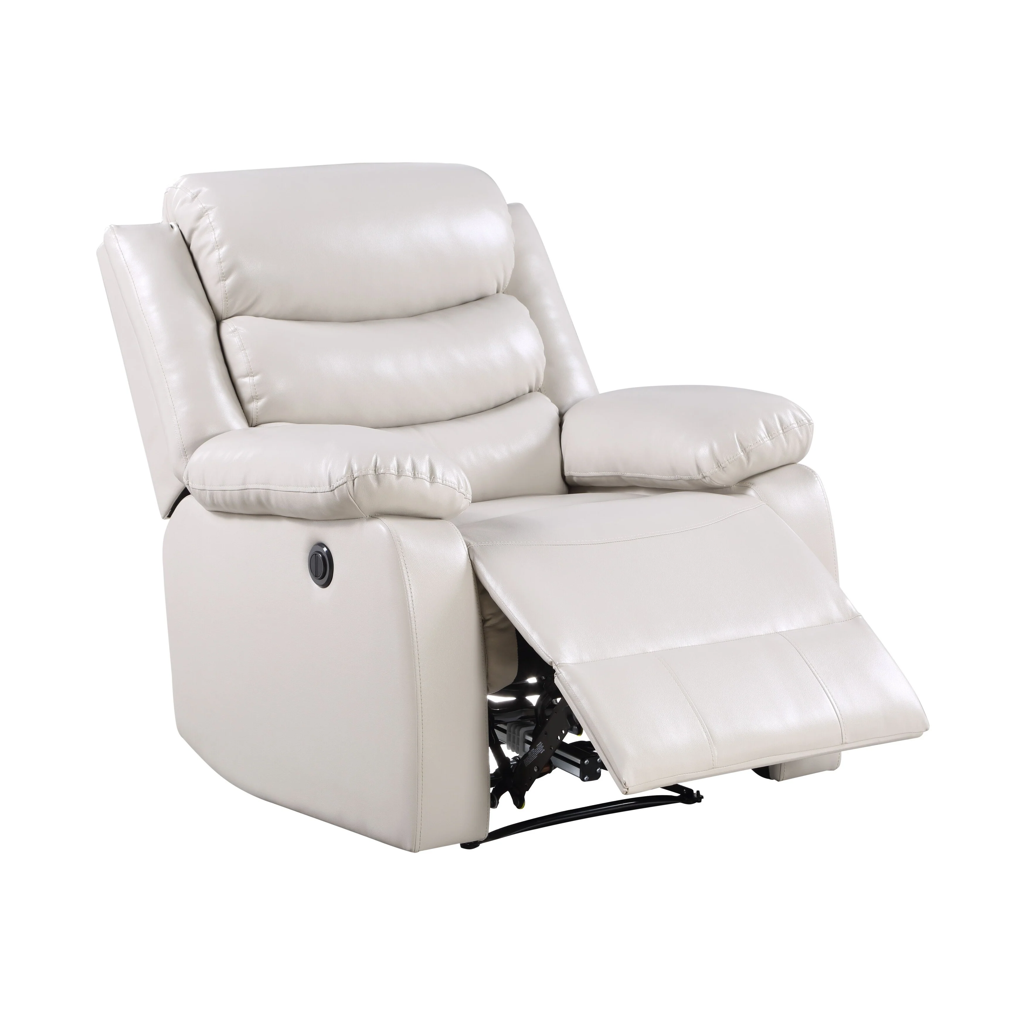 Beige Synthetic Leather Power Motion Recliner