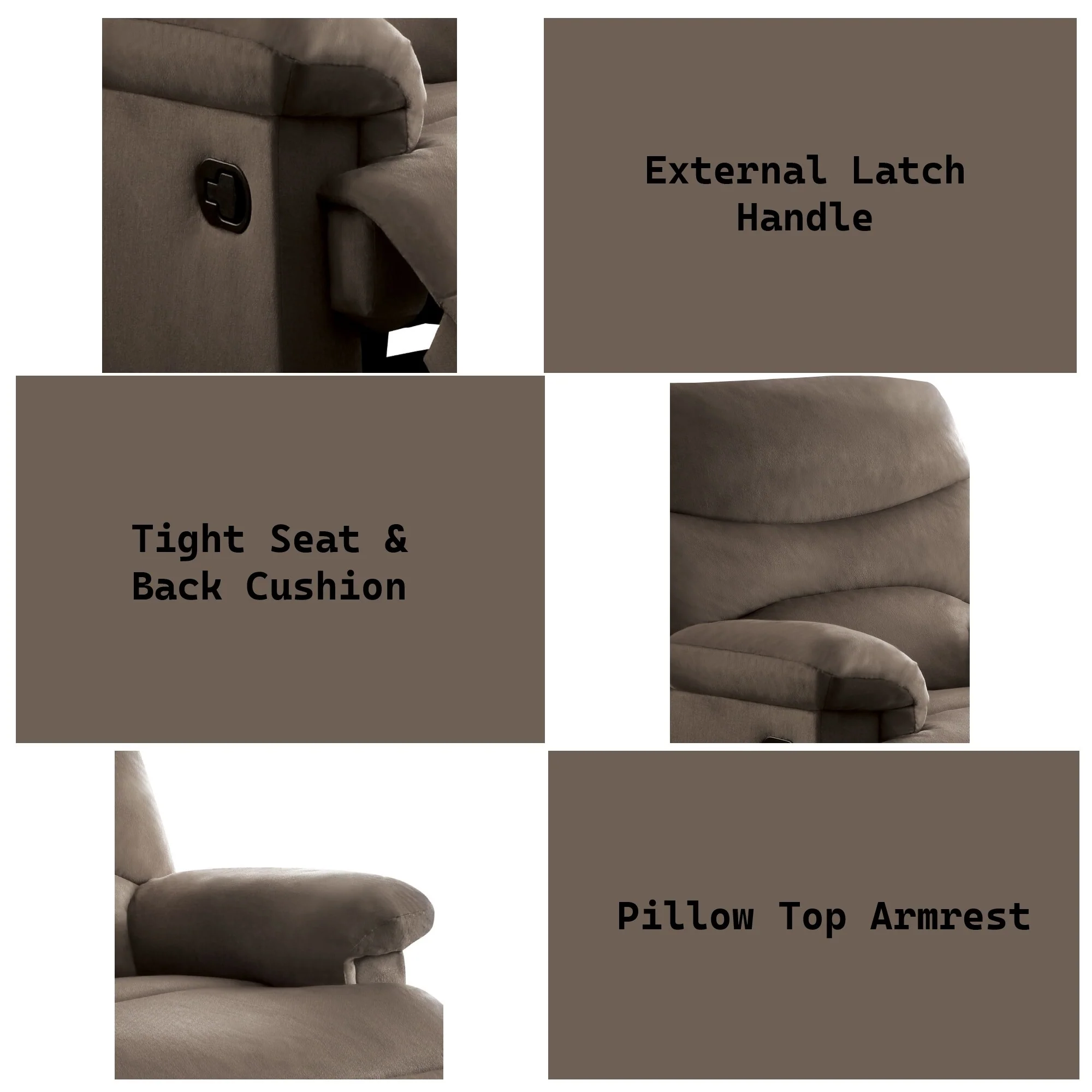 Light Brown Woven Fabric Motion Recliner