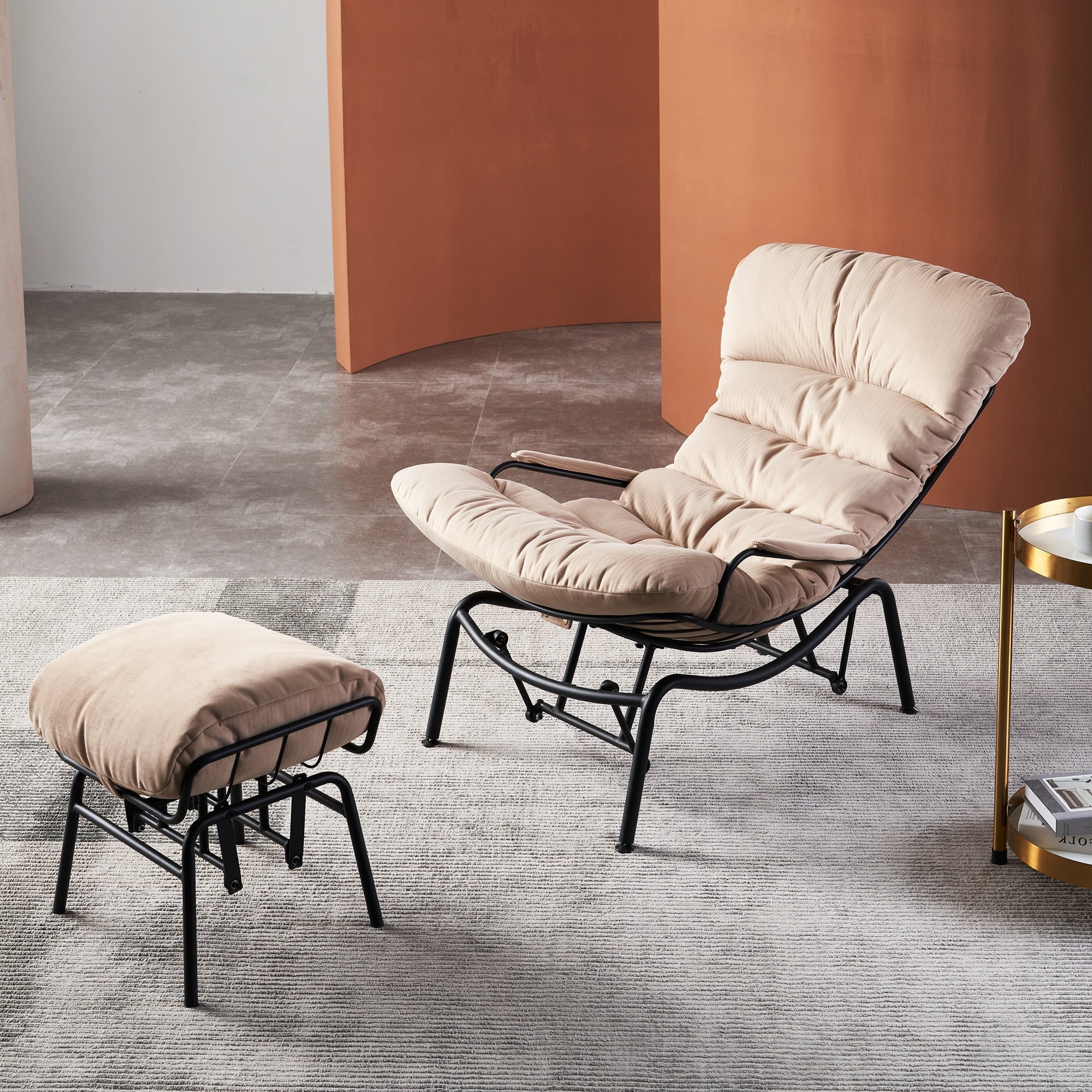 OVIOS Living Room Accent Chair Rocking Recliner Chair with Ottoman