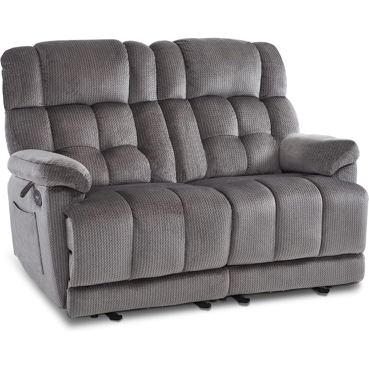 MCombo Electric Power Reclining Loveseat Sofa with Heat and Massage, Fabric 6237