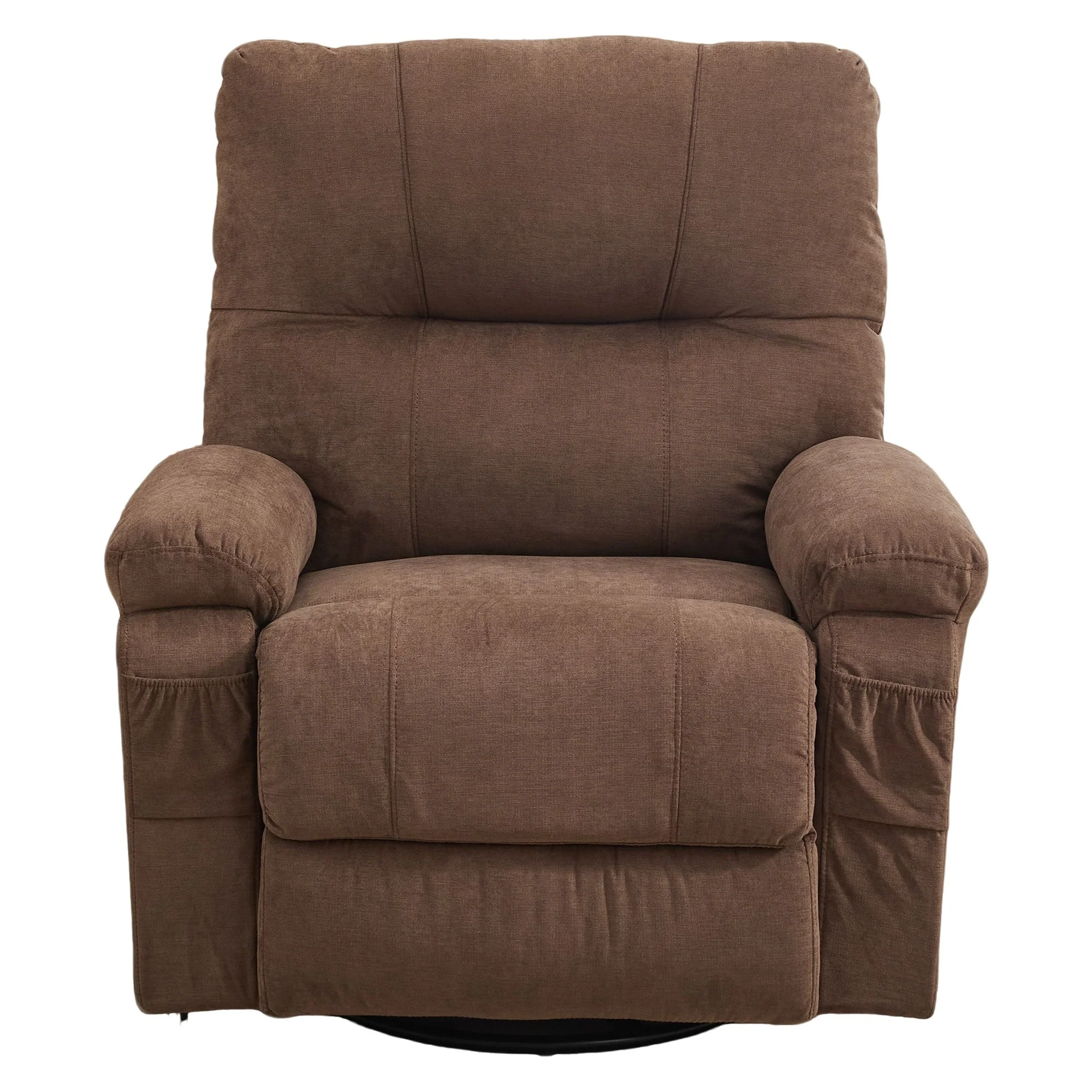 360�� Rotating Recliner Chair with Adjustable Backrest, Swivel Rocking Armchair with Footrest, Soft Cushions & Side Pockets