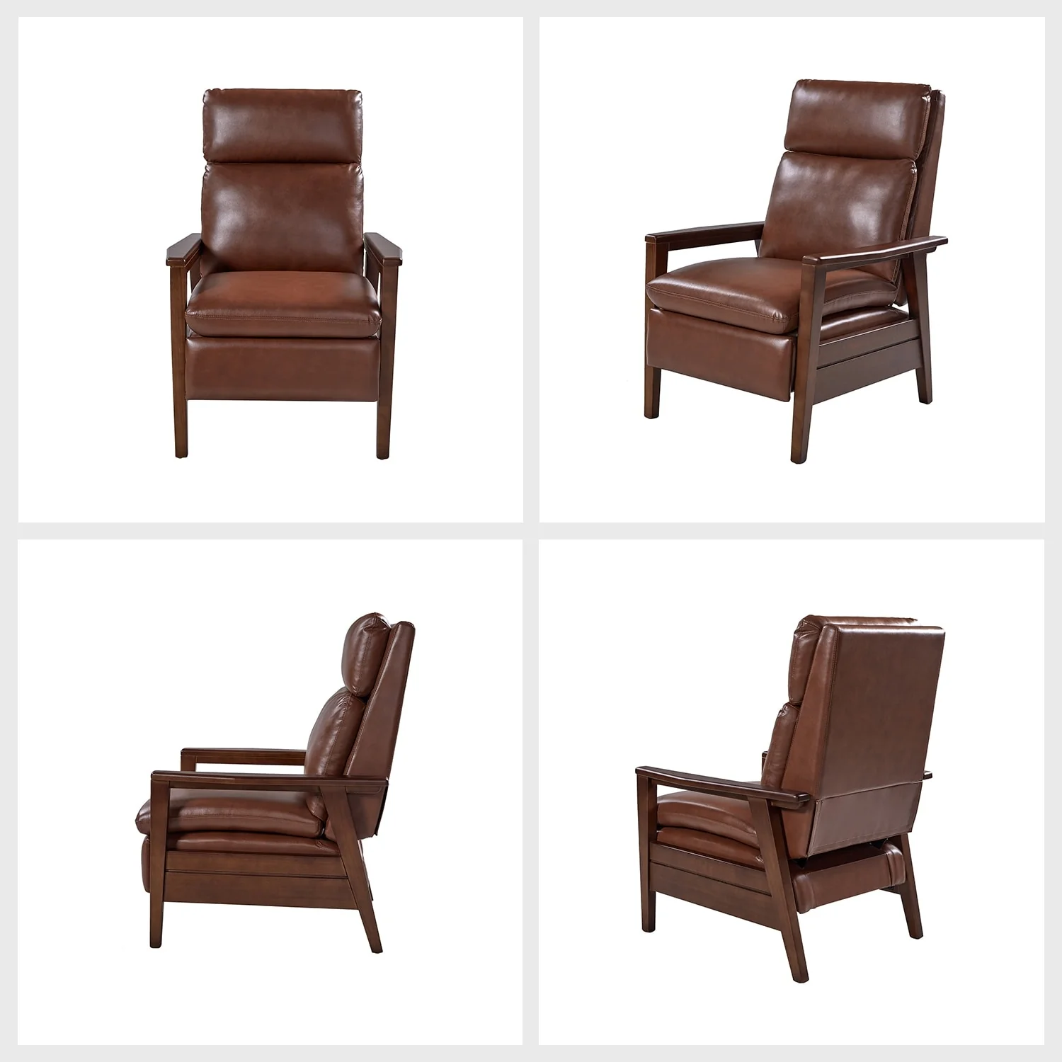 Patrick Mid-century Vegan Leather Solid Wood Recliner by HULALA HOME