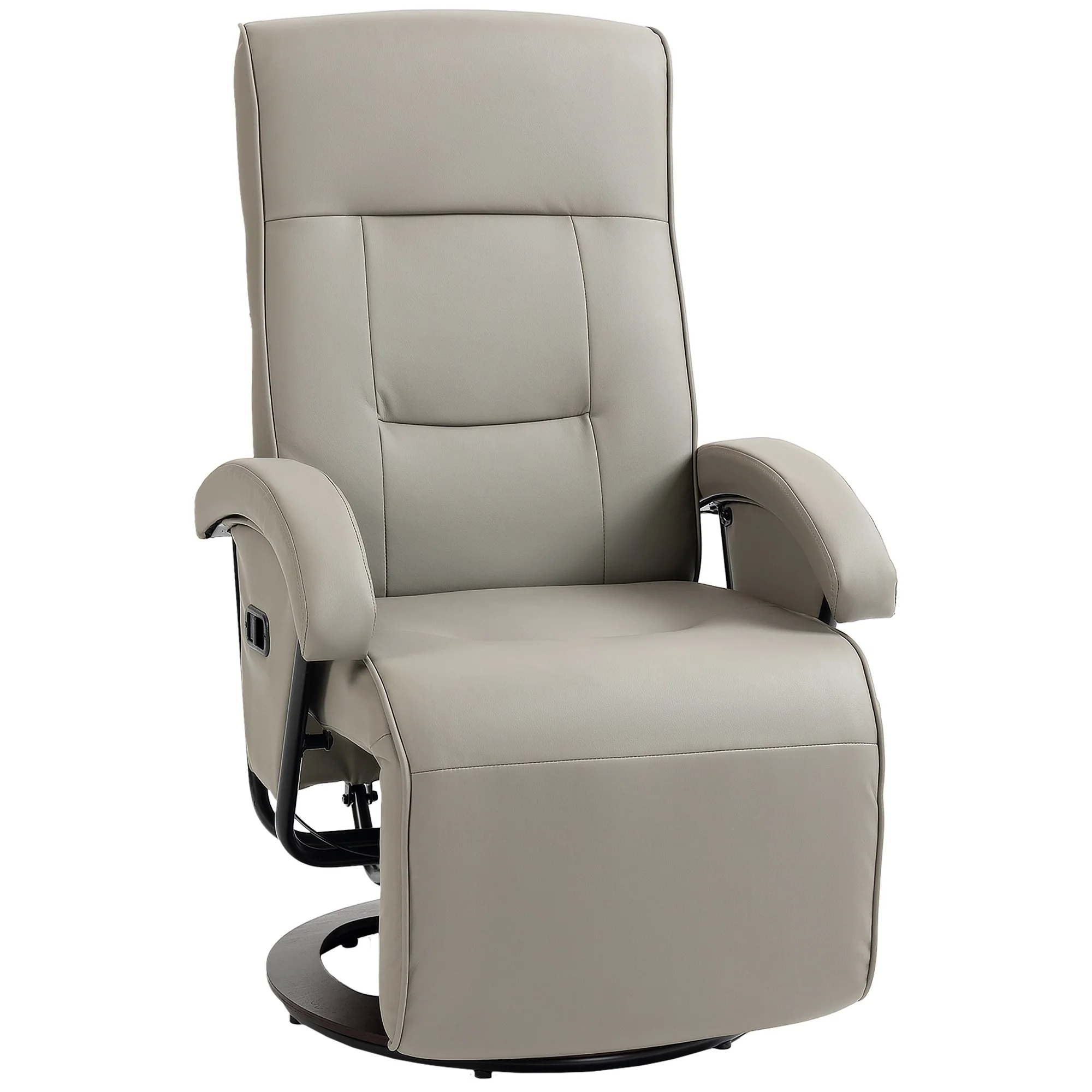 HOMCOM PU Recliner with Footrest, Lounge Chair with 135�� Adjustable Backrest, Swivel Wood Base