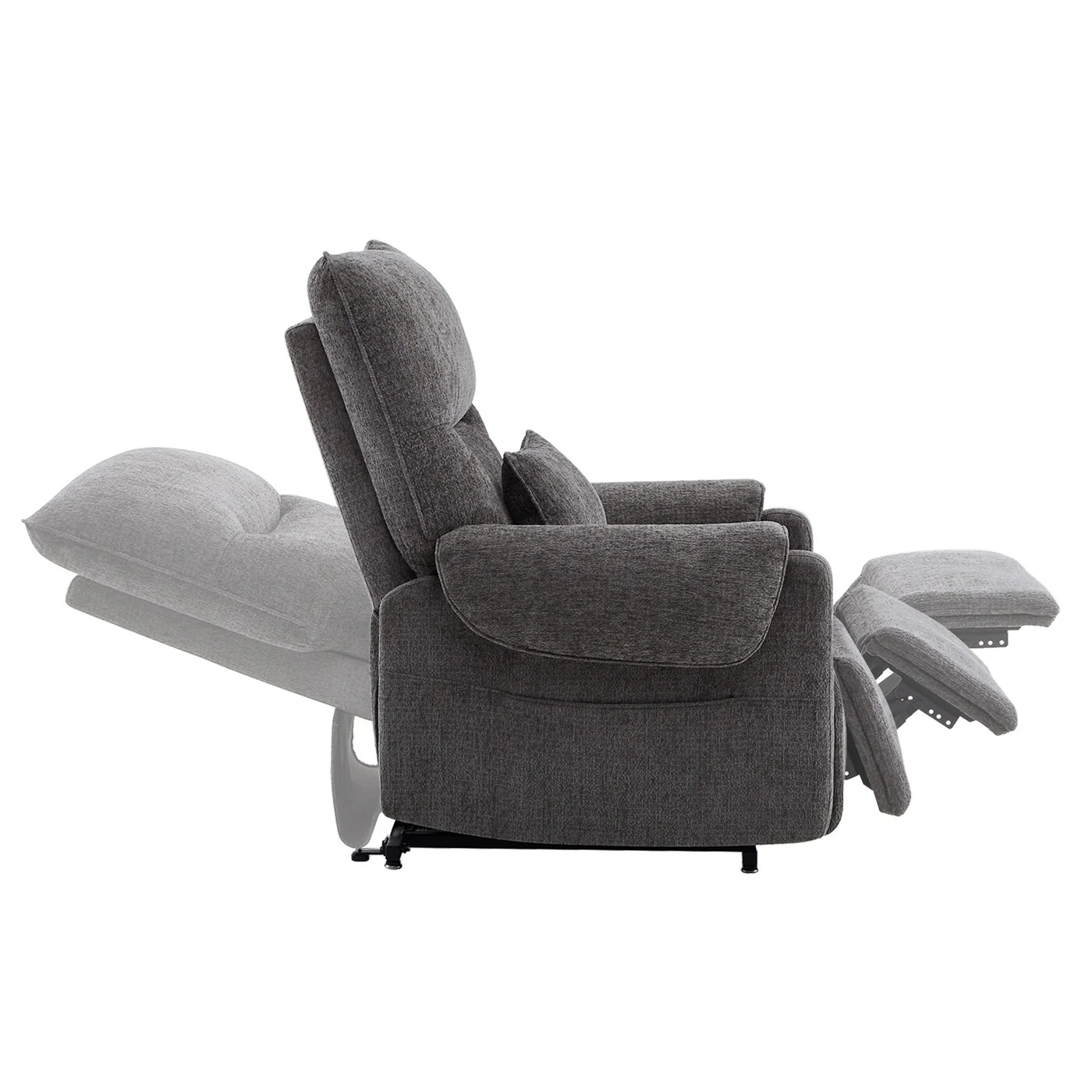 30 Power Lift Assist Recliner Arm Chair Steel Gray Chenille