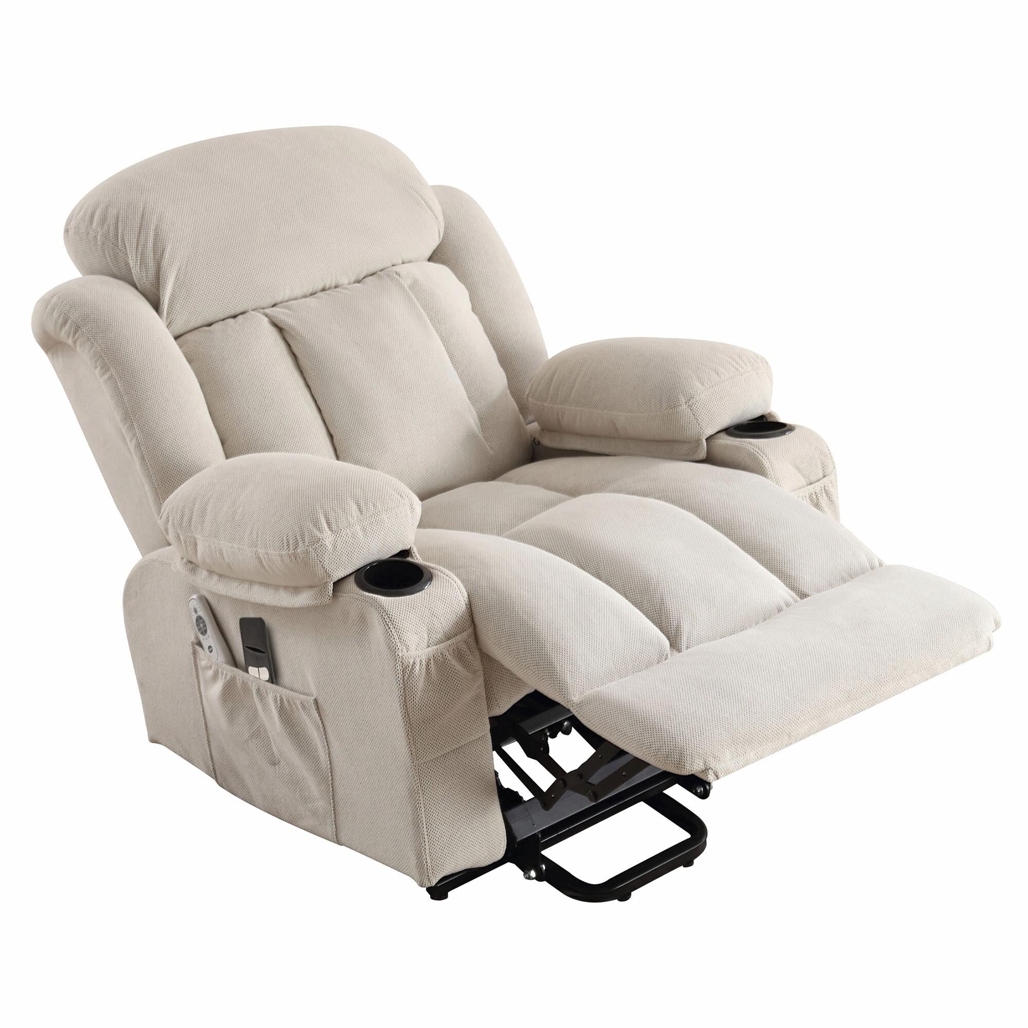 Power Lift Recliner Chair with Heat and Massage, Electric Fabric Recliner Chair