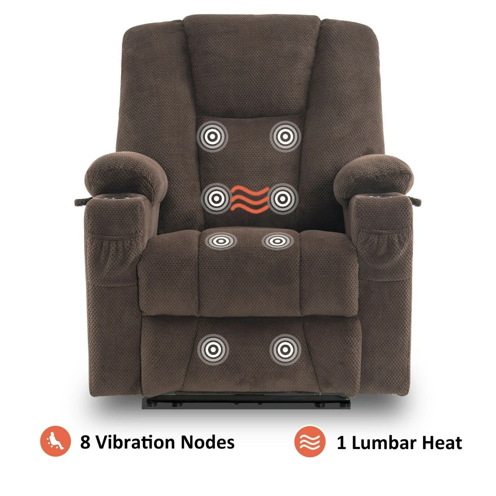MCombo Electric Power?Recliner Chair with Massage  Heat, Plush Fabric 8015