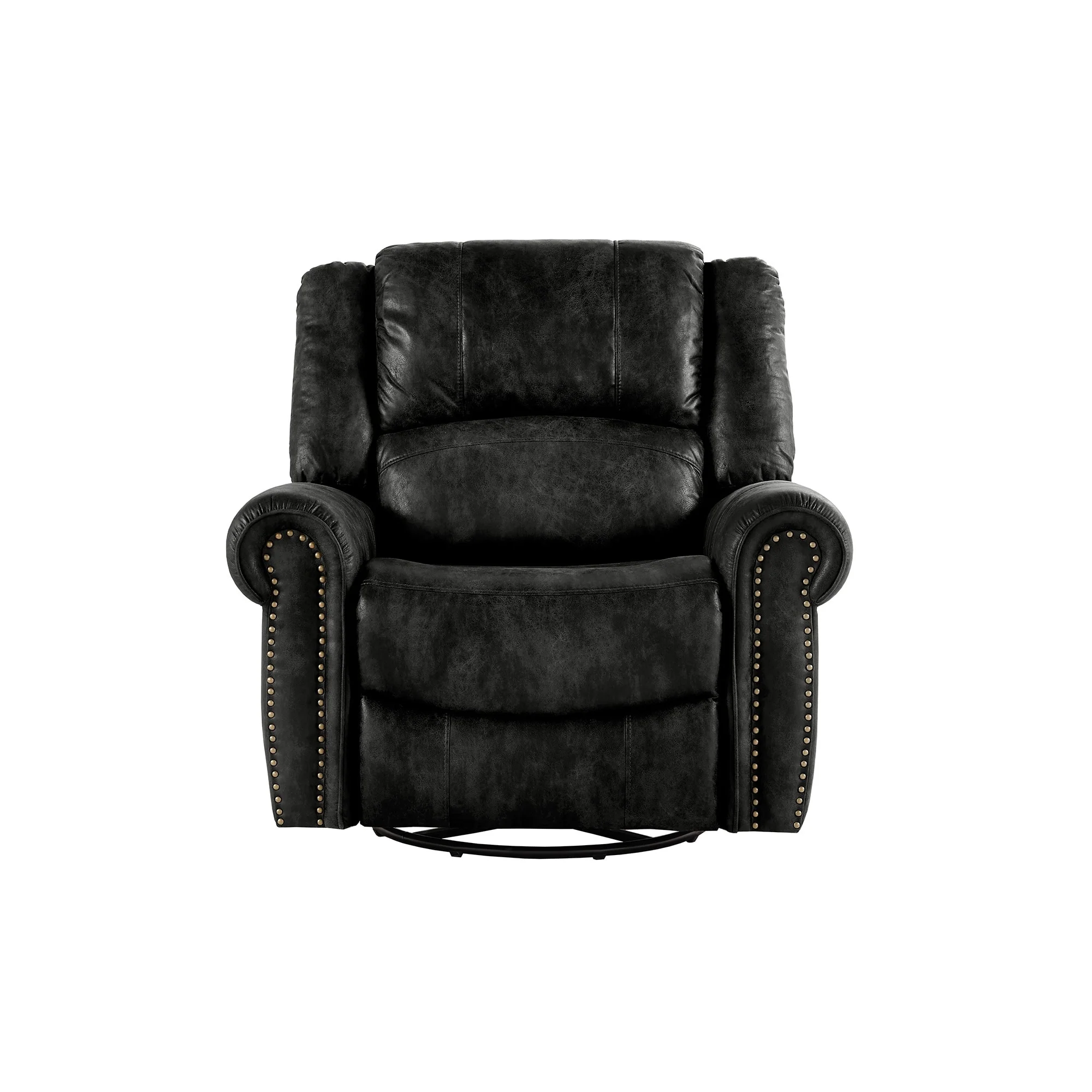 Monroe Polished Microfiber Nailhead Swivel Glider Recliner by iNSPIRE Q Classic