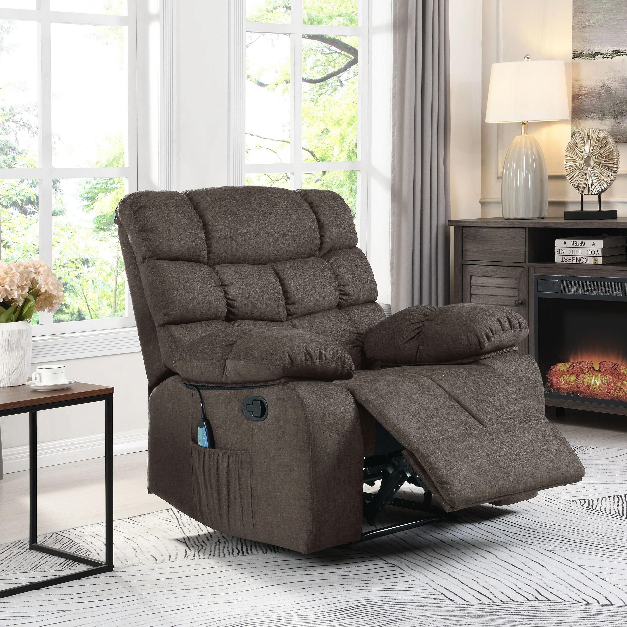 Modern Massage Recliner Chair with Pillow Tufting & Manual Recline