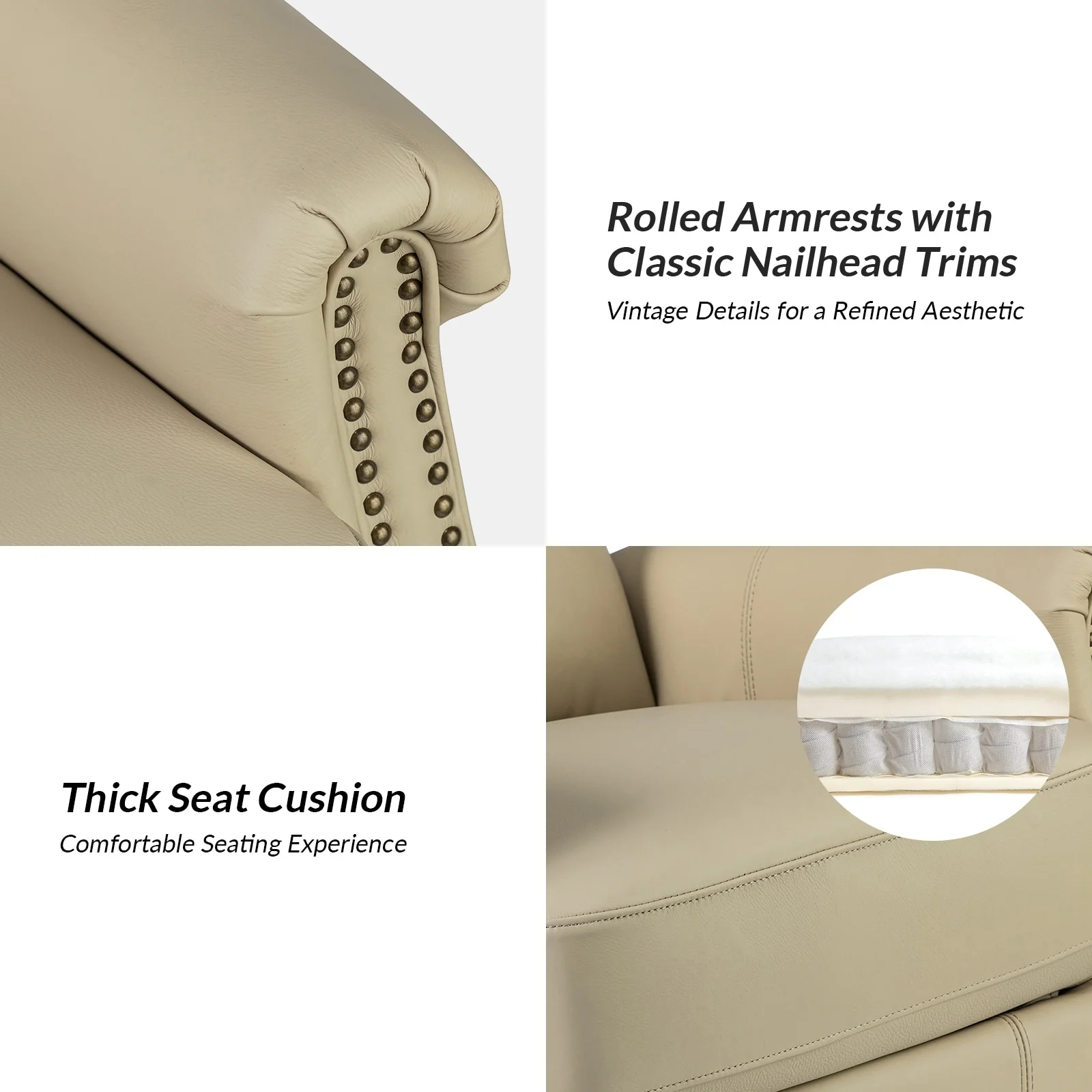 Renato Traditional Genuine Leather Nailhead Power Swivel Recliner Chair with Metal Base Set of 2 by HULALA HOME