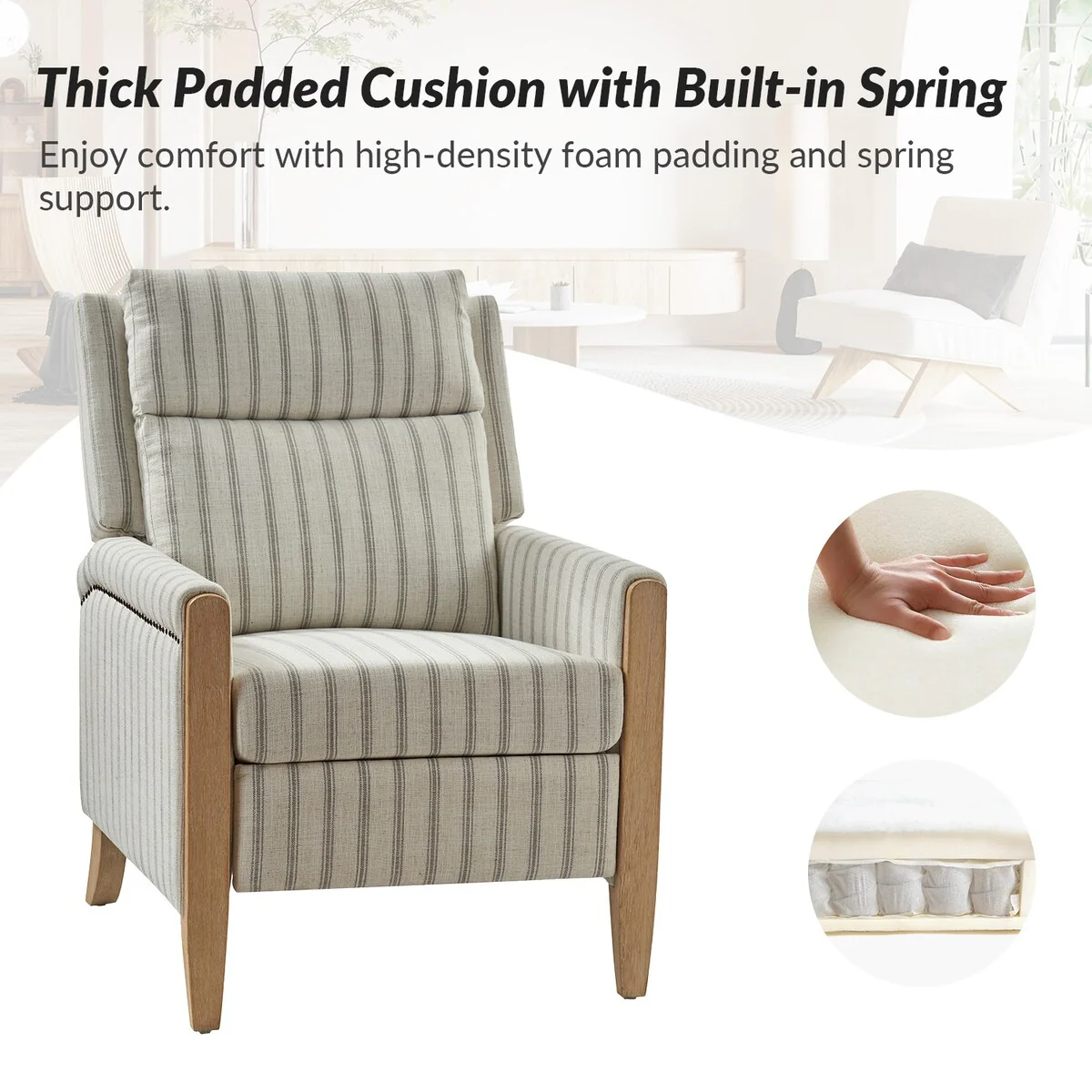 Suares Transitional Nailhead Manual Recliner with Solid Wood Legs Set of 2 by HULALA HOME