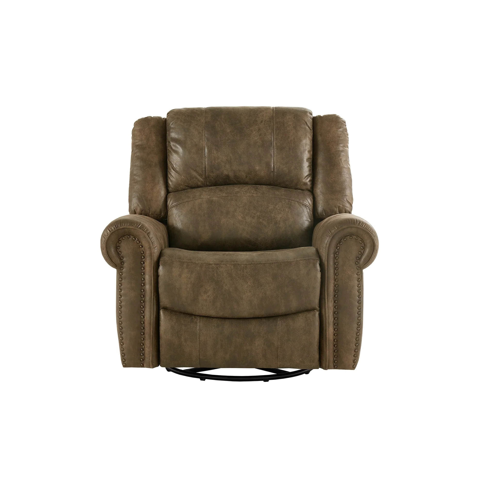 Monroe Polished Microfiber Nailhead Swivel Glider Recliner by iNSPIRE Q Classic
