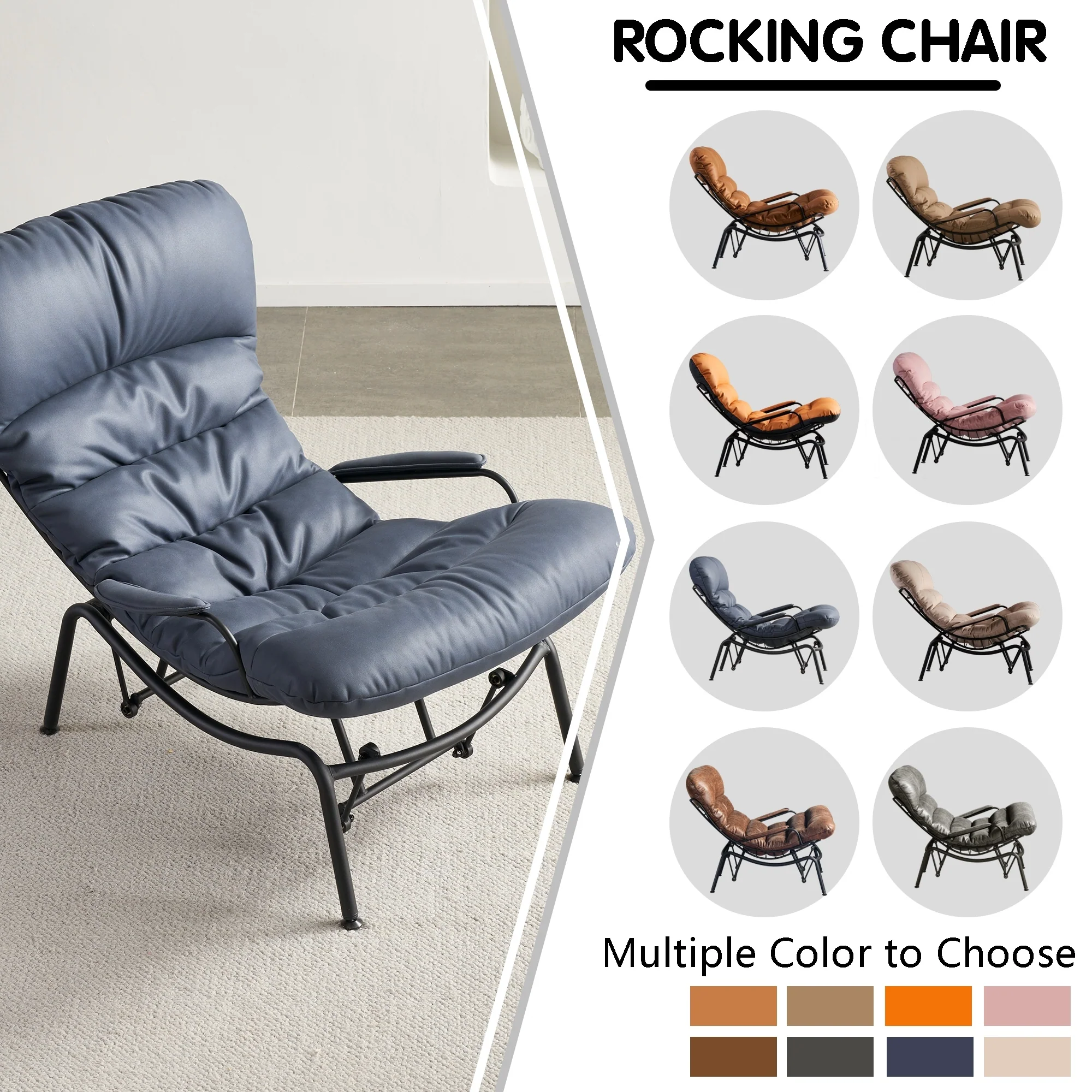 OVIOS Living Room Accent Chair Rocking Recliner Chair with Ottoman