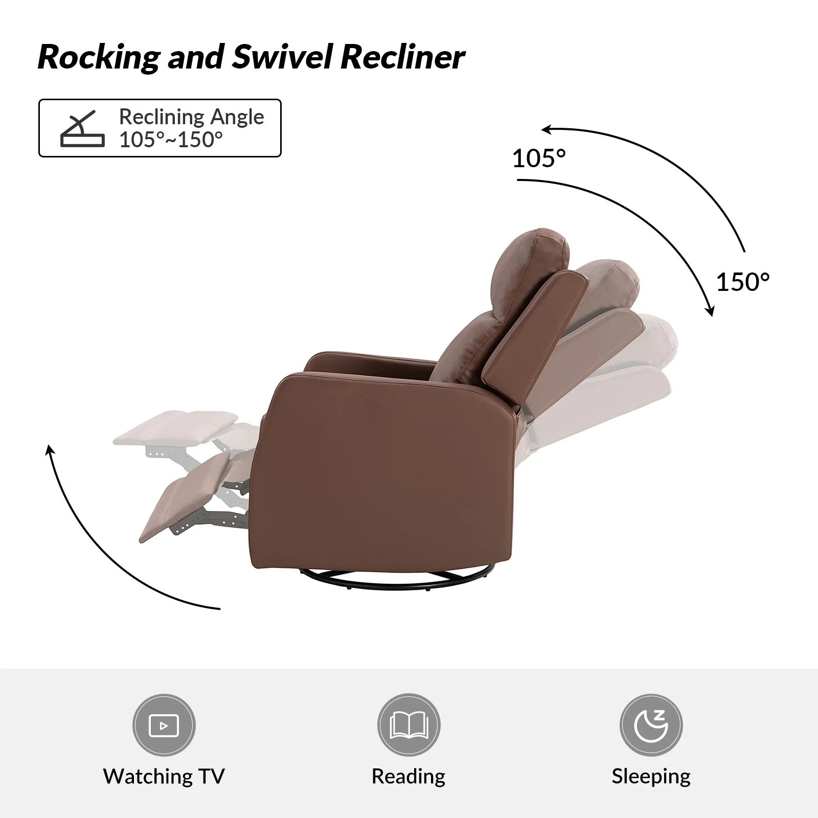 Esteban Modern Faux Leather Manual Rocking Swivel Recliner with Wingback Set of 2