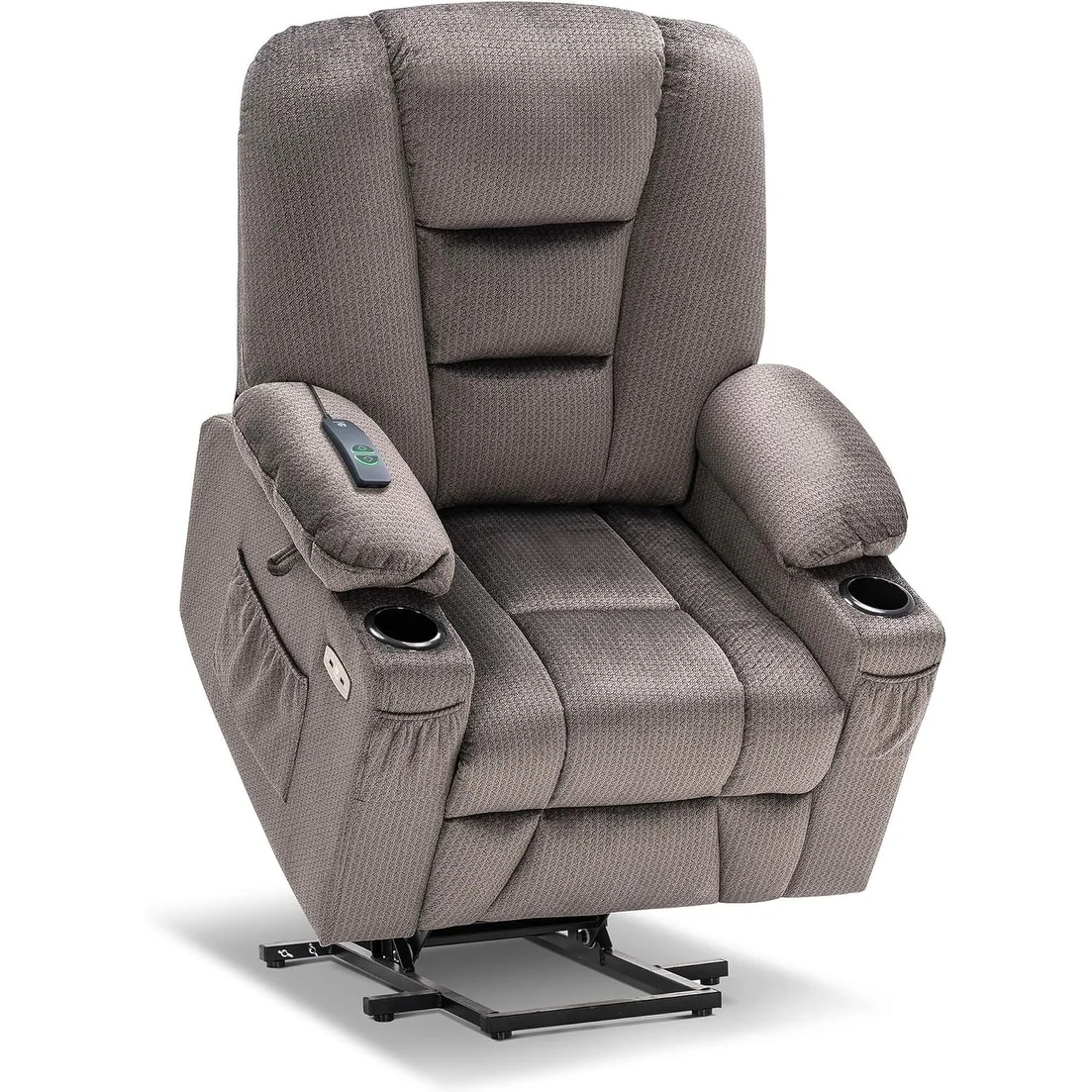 MCombo Power Lift Recliner Chair with Massage and Heat for Elderly, Extended Footrest, USB Ports, Fabric (Medium)