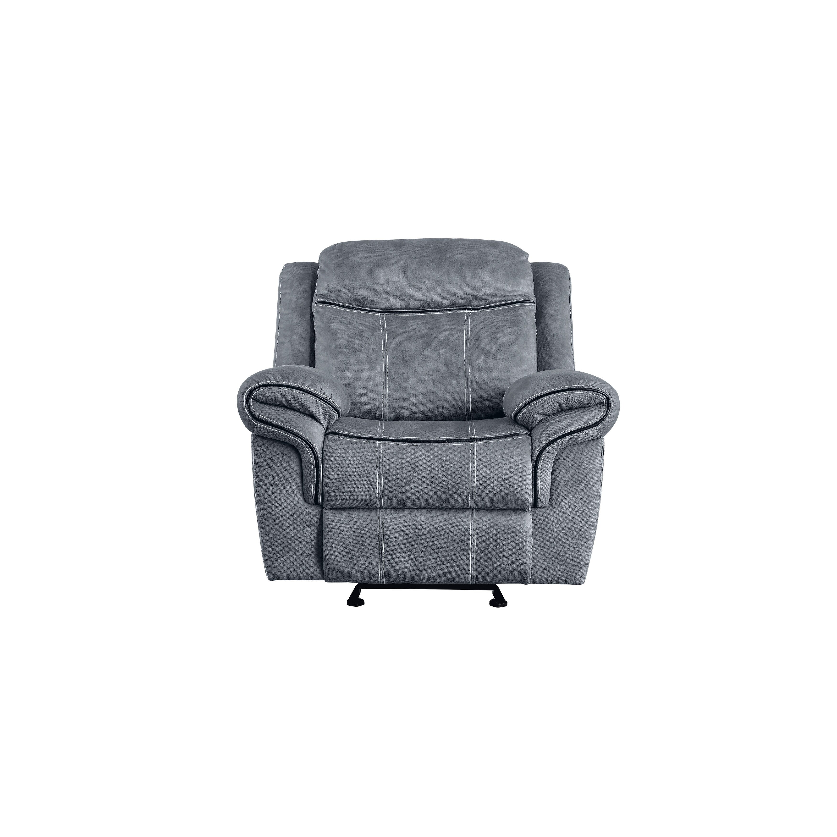 Two Tone Gray Velvet Glider Recliner