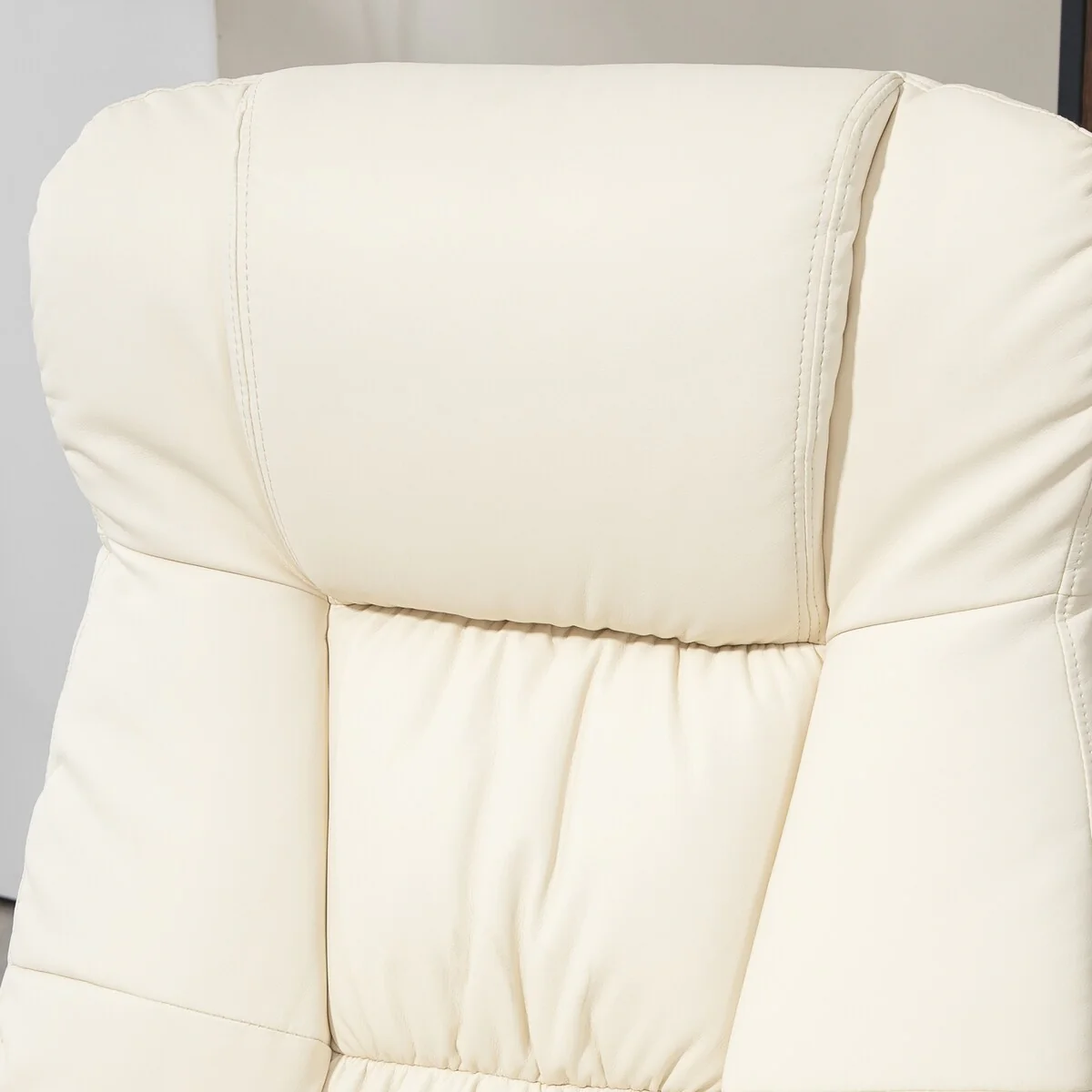 HOMCOM Swivel Recliner with Ottoman, PU Leather and Footrest with Wrapped Base, Cream White