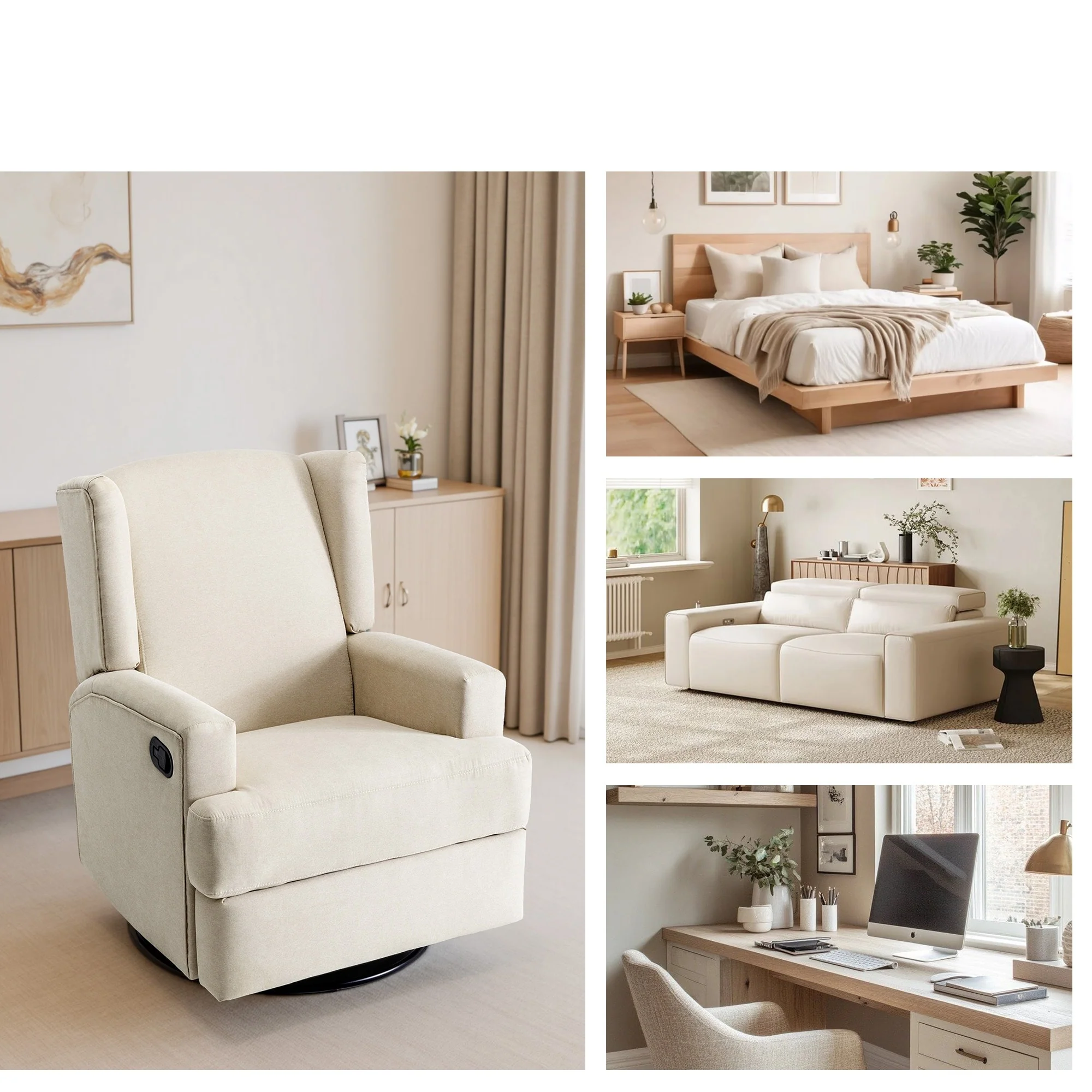 Swivel Wingback Glider Rocker Nursery Recliner Chair