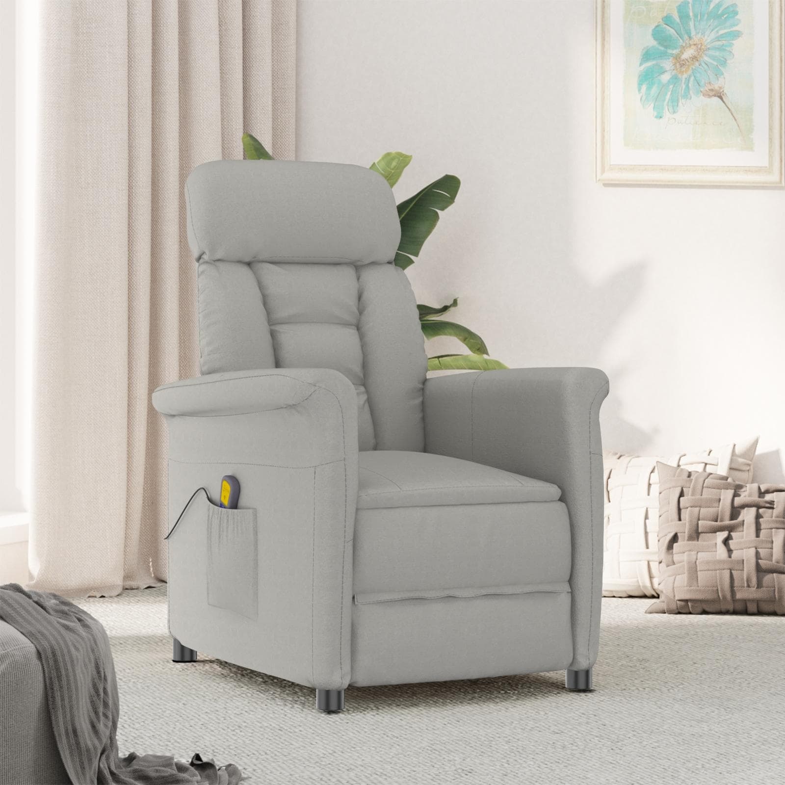 vidaXL Massage Chair Dark Grey/Light Grey/Cream Microfibre Fabric
