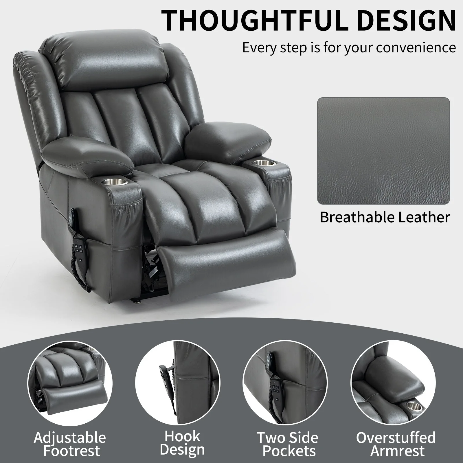 Leatheraire Power Lift Recliner Chair