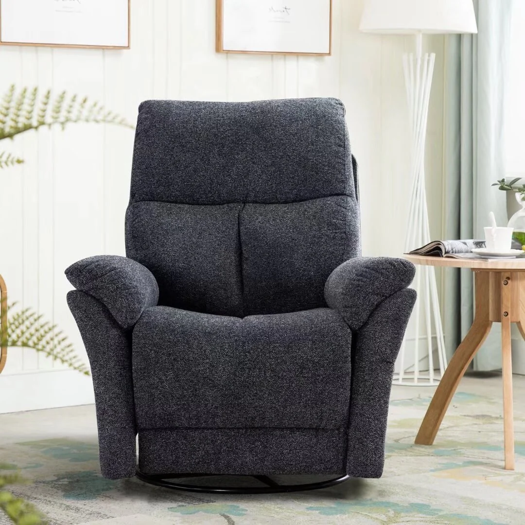 Fabric Overstuffed Swivel Rocker Manual Recliner Chair