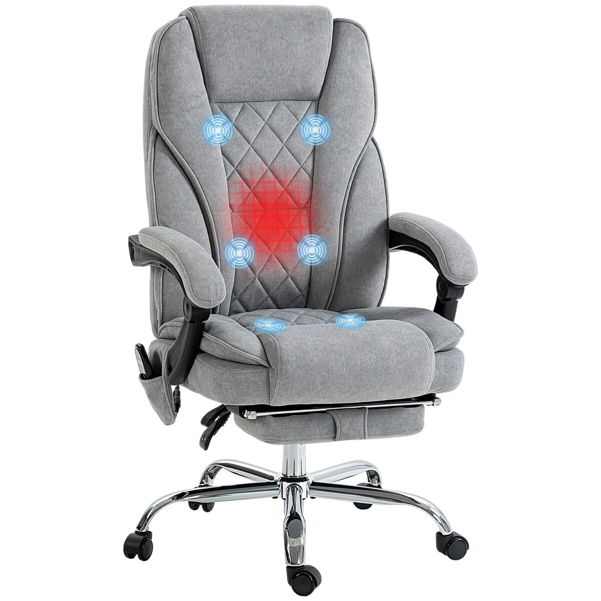 Massage Office Chair with 6 Vibration Points, Heated Reclining Computer Chair,Swivel Chair with Adjustable Height and Footrest