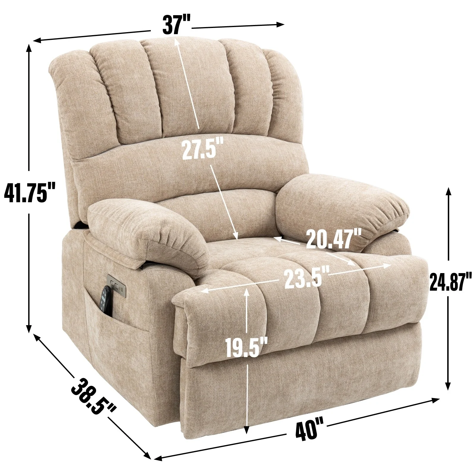 Chenille Power Lift Recliner Chair